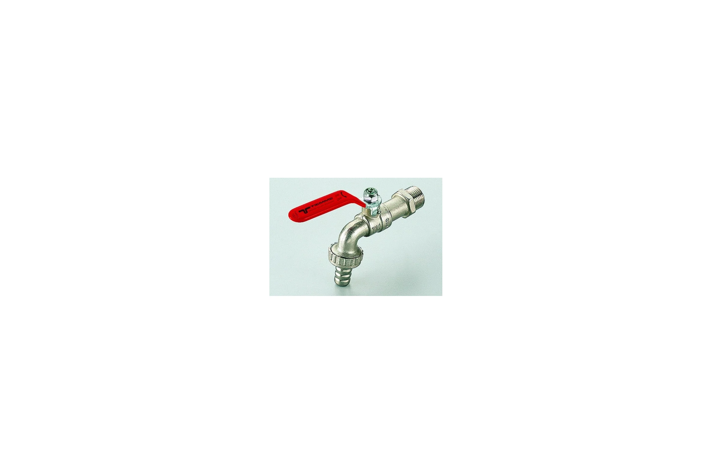 Кран Tiemme 1" шаровой сливной со штуцером (плоская ручка) 2500015/2530R2806