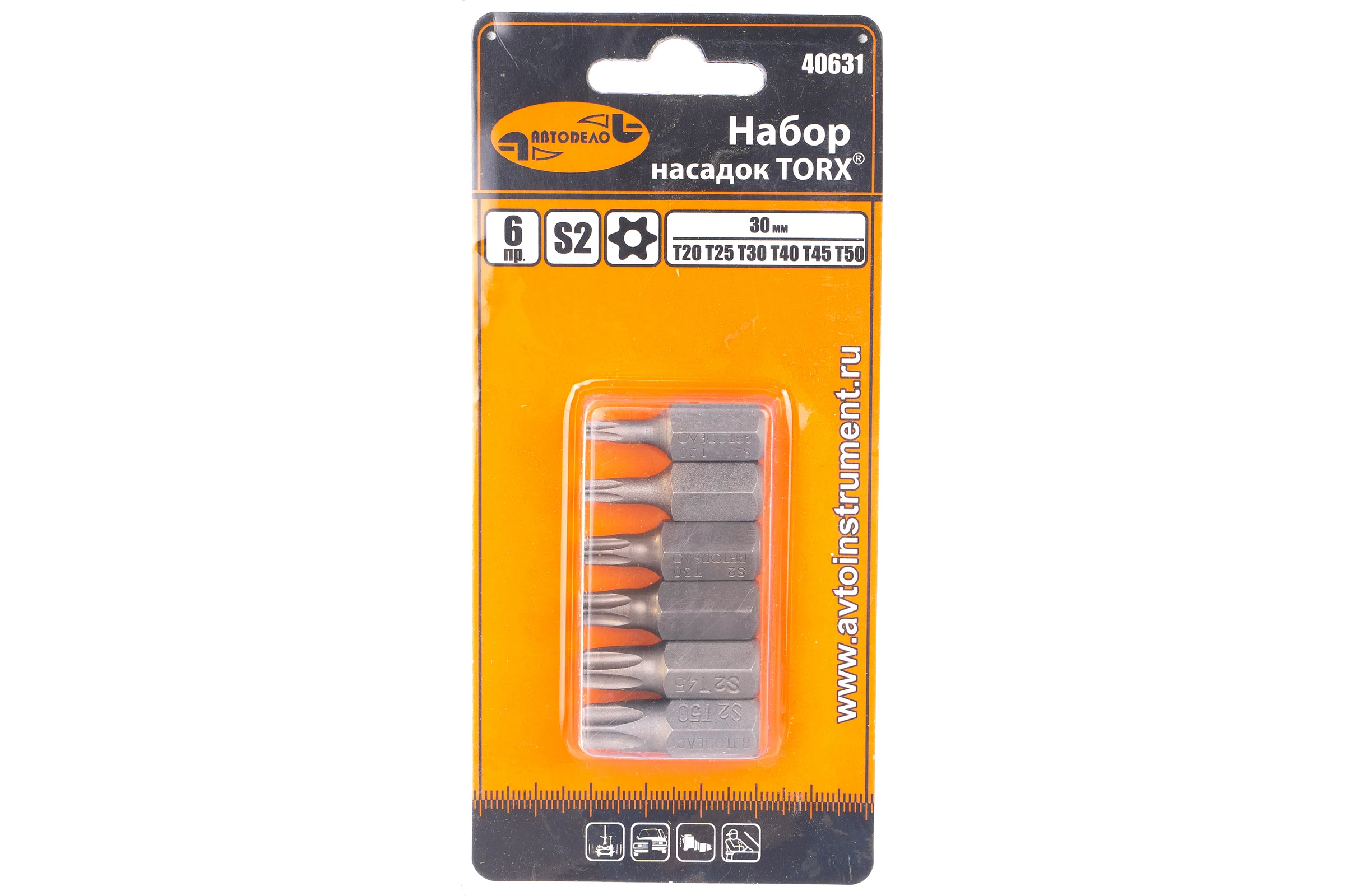 Набор бит TORX с отверстием 6 шт., 30 мм АвтоDело 40631 11989