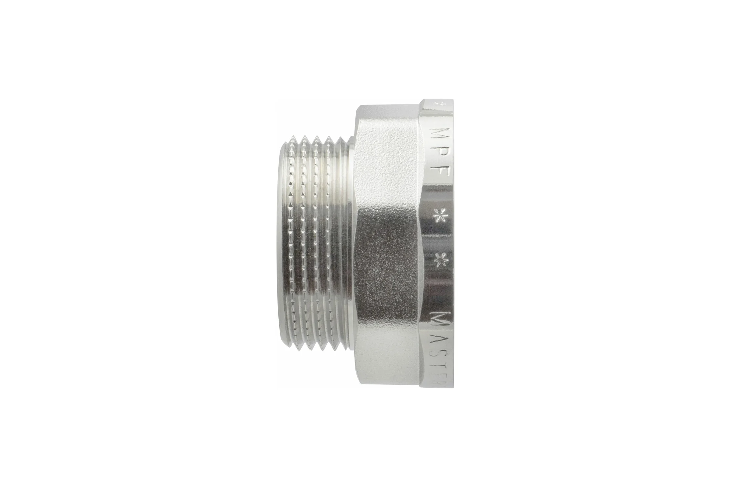Переходник латунный никелированный с ребордой MPF 1.1/2" х 1.1/4" в/н ИС.072199