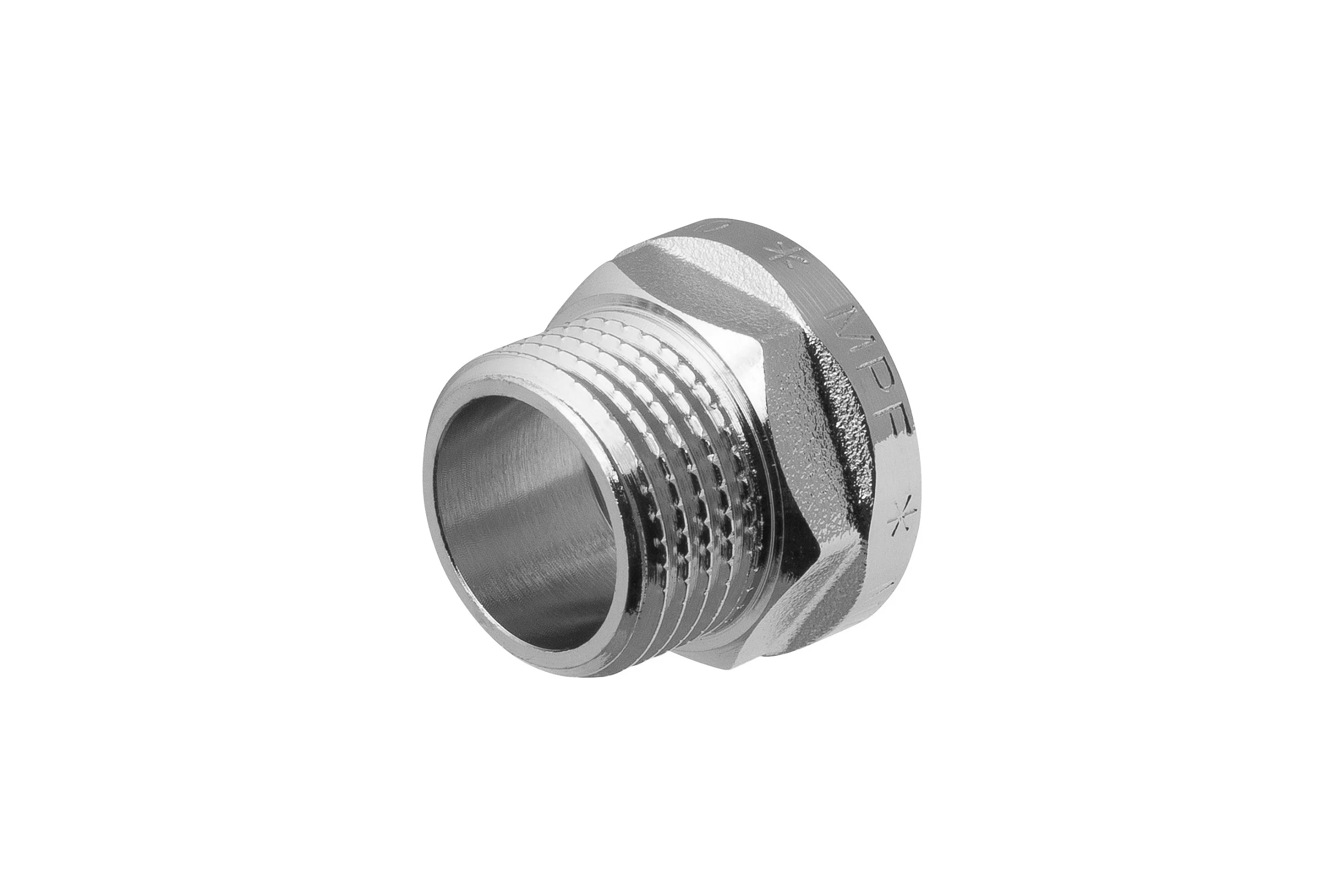 Удлинитель сантехнический MPF 1/2" на 10 мм шестигранный латунный никелированный для труб внутренняя-наружная резьба ИС.071977