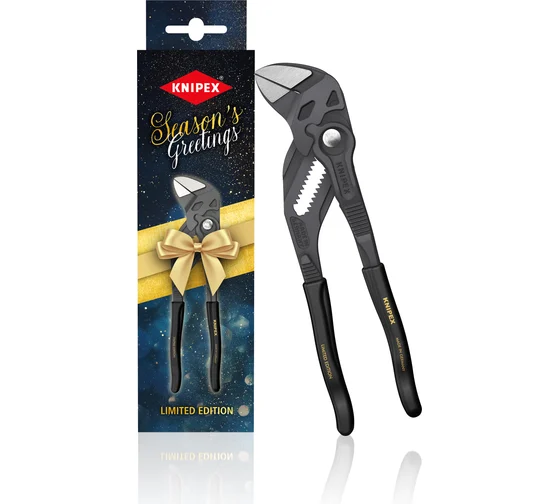 Клещи Knipex переставные, зев 40 мм, длина 180 мм, фосфатированные, обливные ручки, рождественская упаковка, SB KN-8601180XMAS