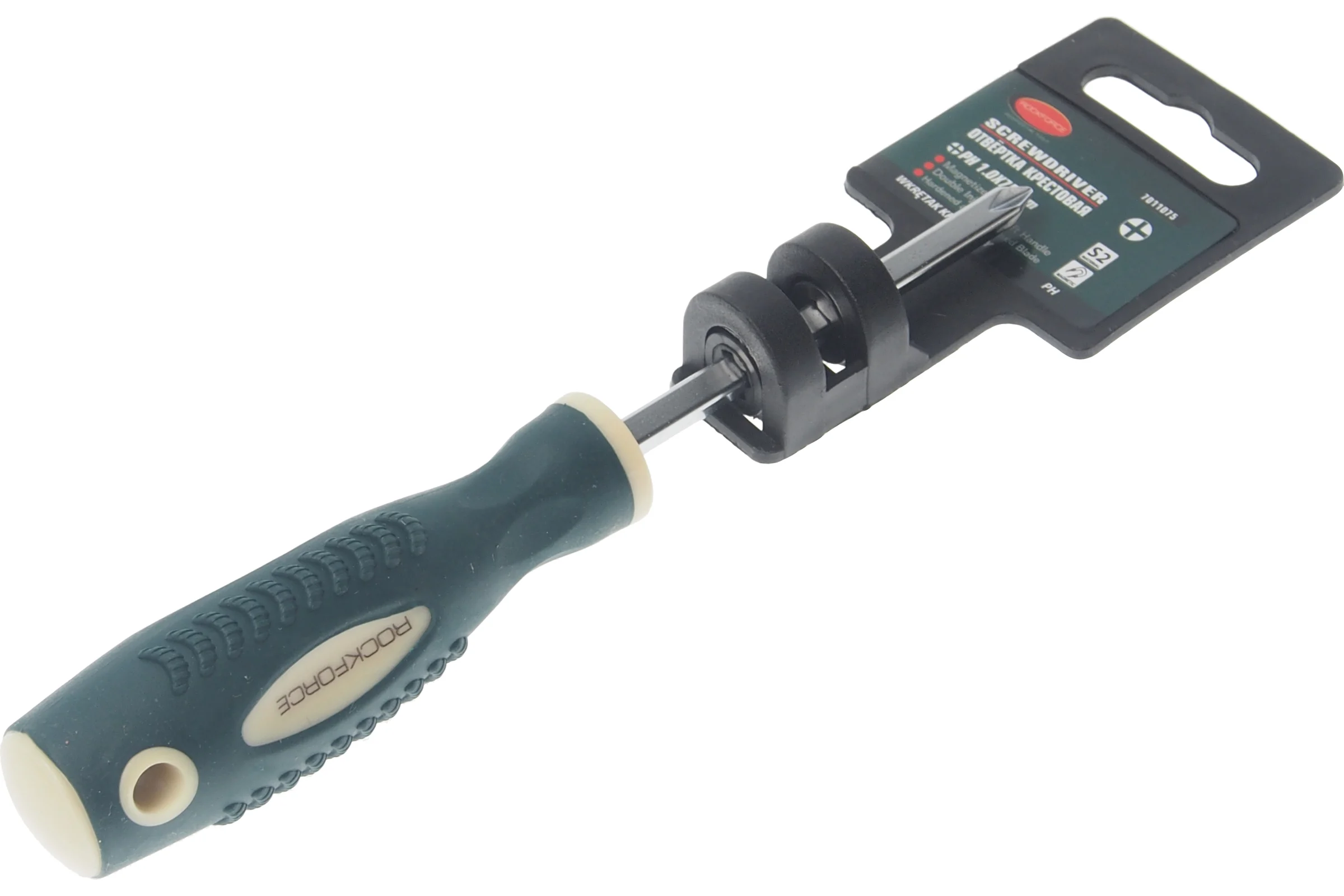 Крестовая магнитная отвертка Rockforce Profi S2 PH1.0х75мм RF-7011075(27179)