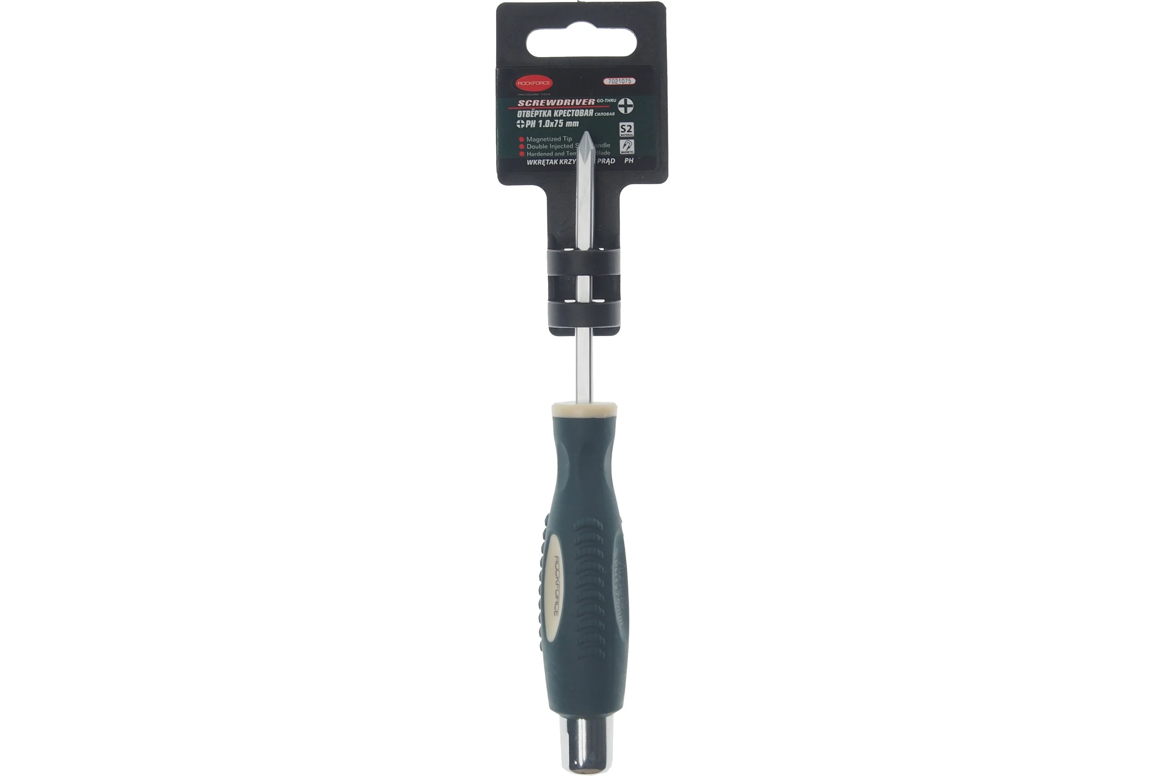 Крестовая силовая отвертка Rockforce PH1.0х75м RF-7021075(26541)