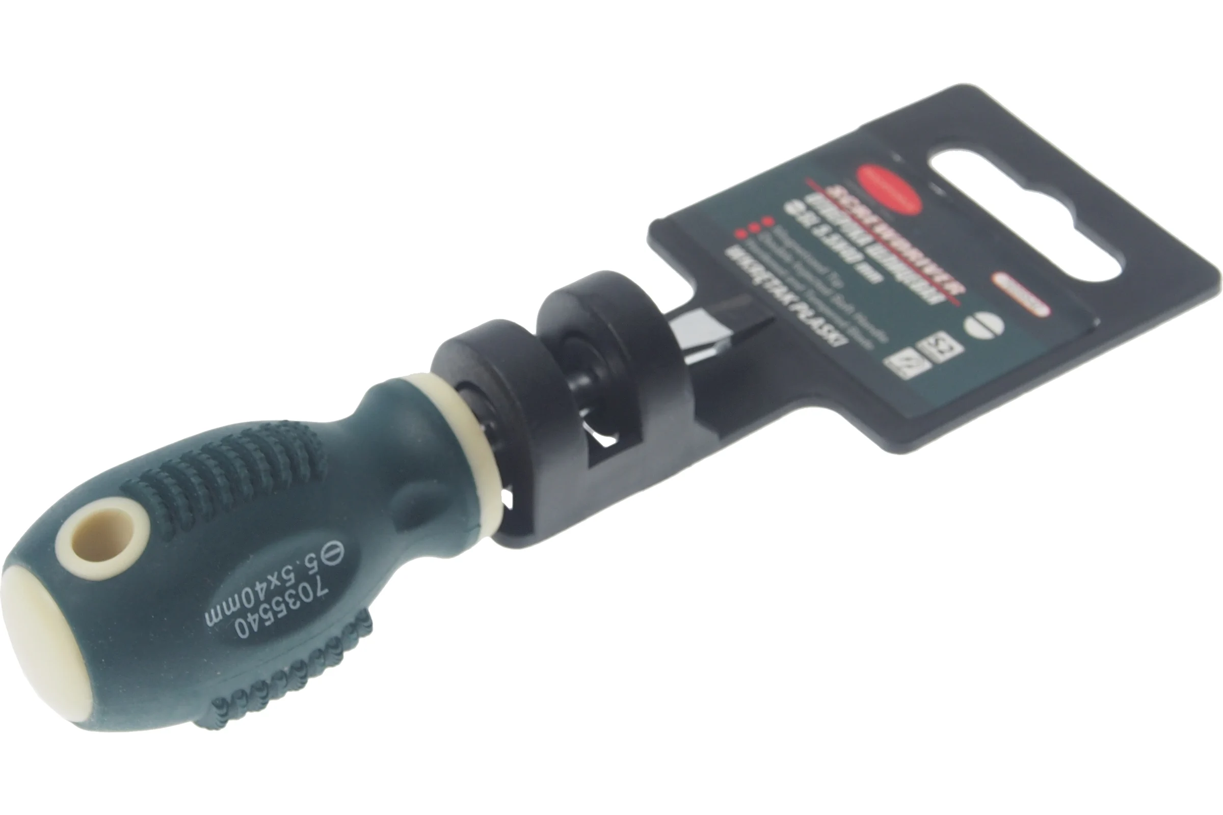 Шлицевая магнитная отвертка Rockforce Profi S2 5.5х40мм, на пластиковом держателе RF-7035540(26225)