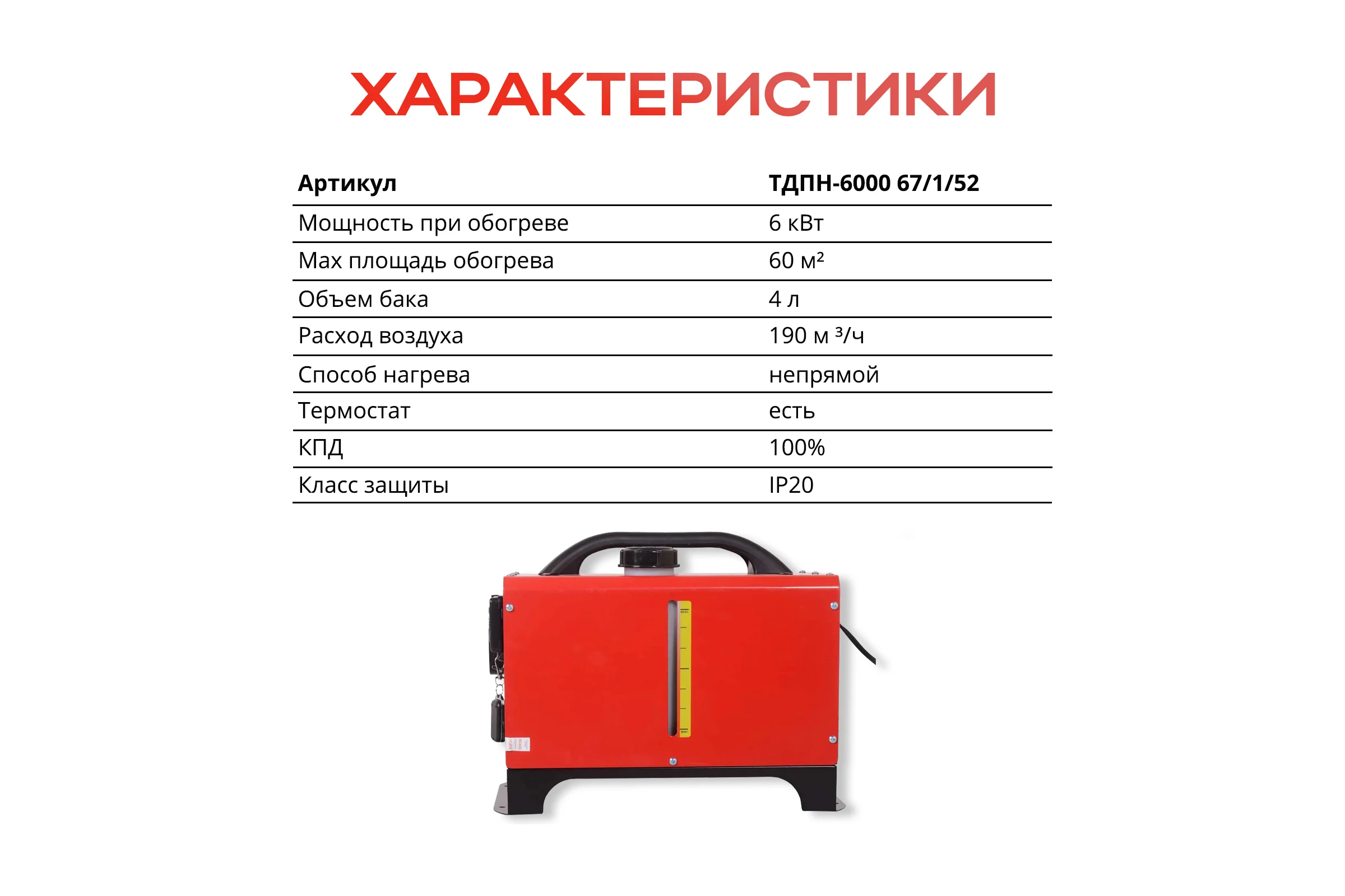 Тепловая дизельная пушка непрямого нагрева Ресанта ТДПН-6000 67/1/52