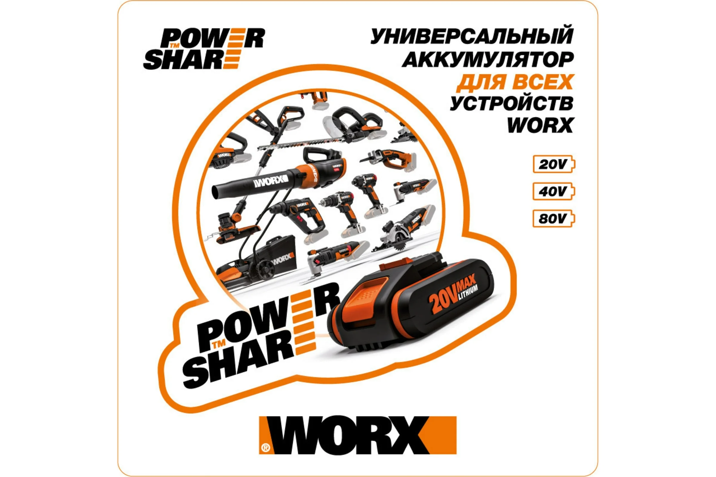 Аккумулятор 20В 2,0 Ач WORX WA3551