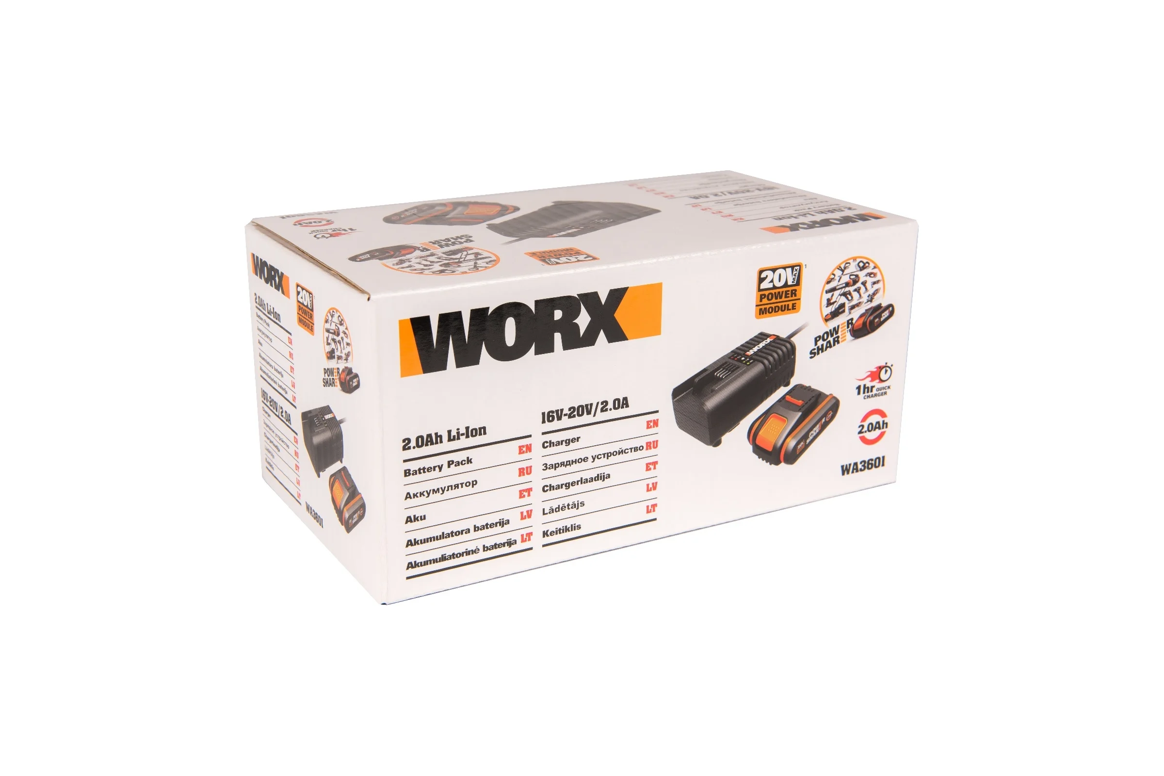 Набор 3601 аккумулятор 2 Ач, зарядное устройство 2А WORX WA3601