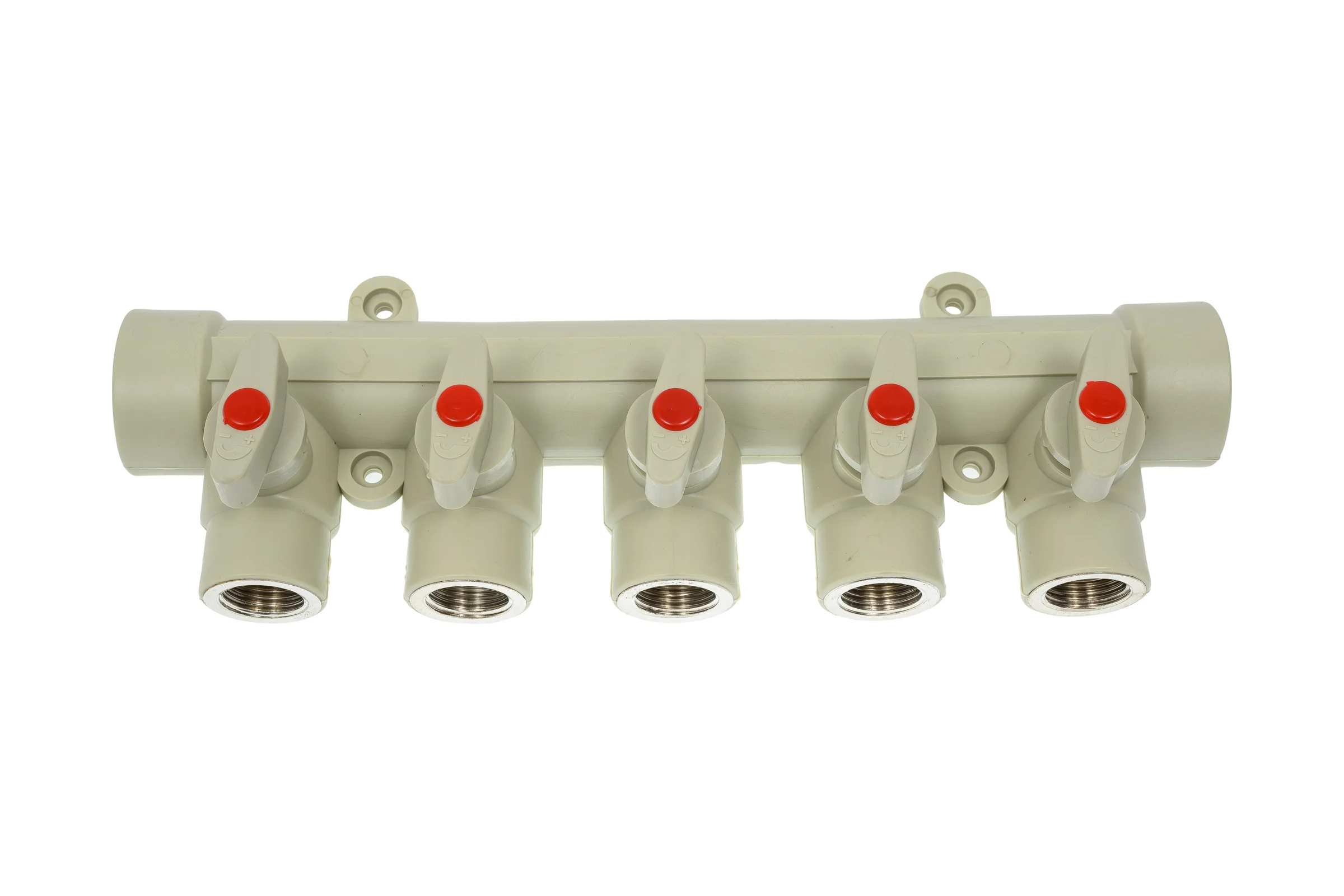 Коллектор с шаровыми кранами LAMMIN ppr вр 32x1/2x5 7/1 серый Lm31082515032G