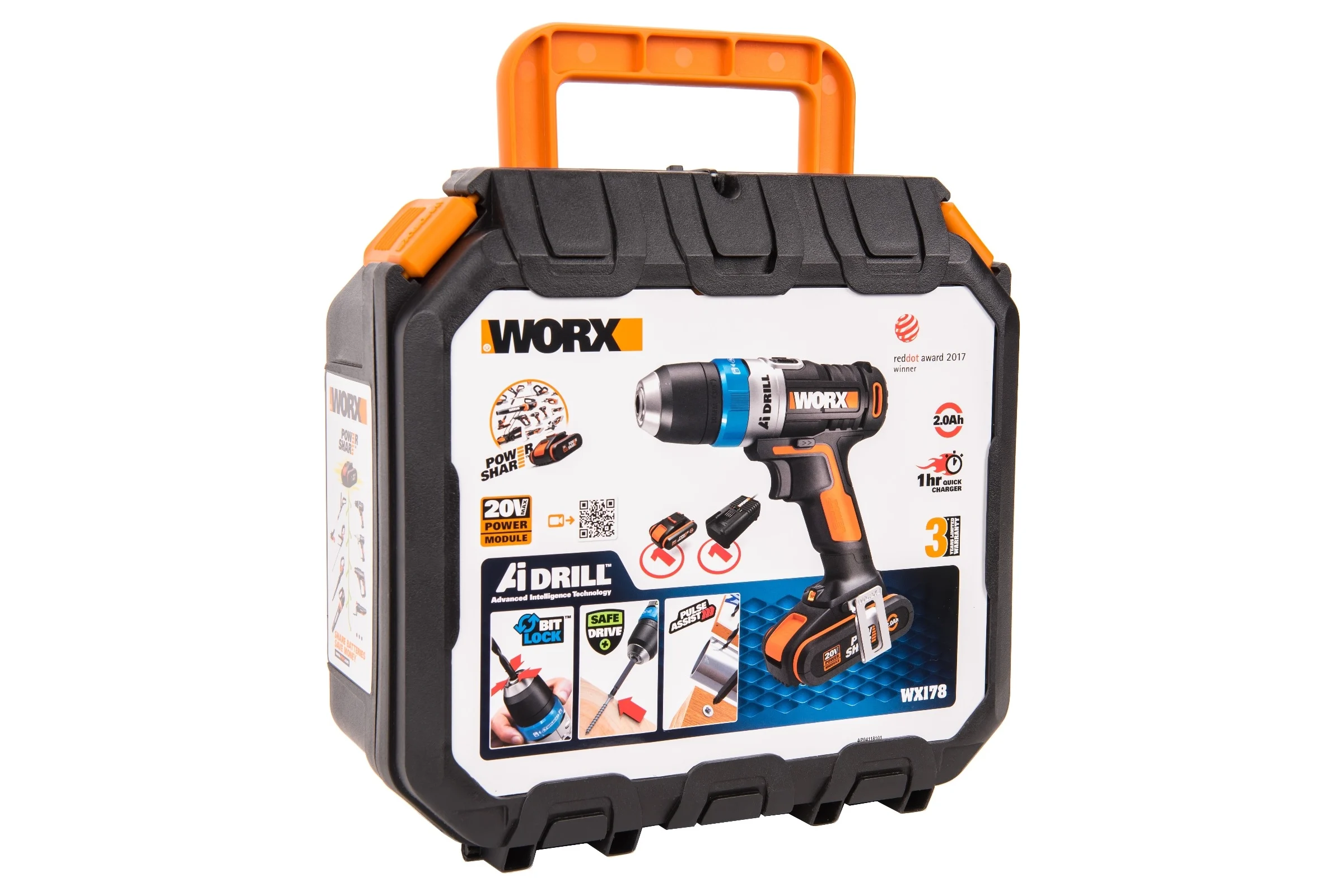 Аккумуляторная дрель-шуруповерт WORX AiDrill 20В, 2Ач x1, кейс WX178