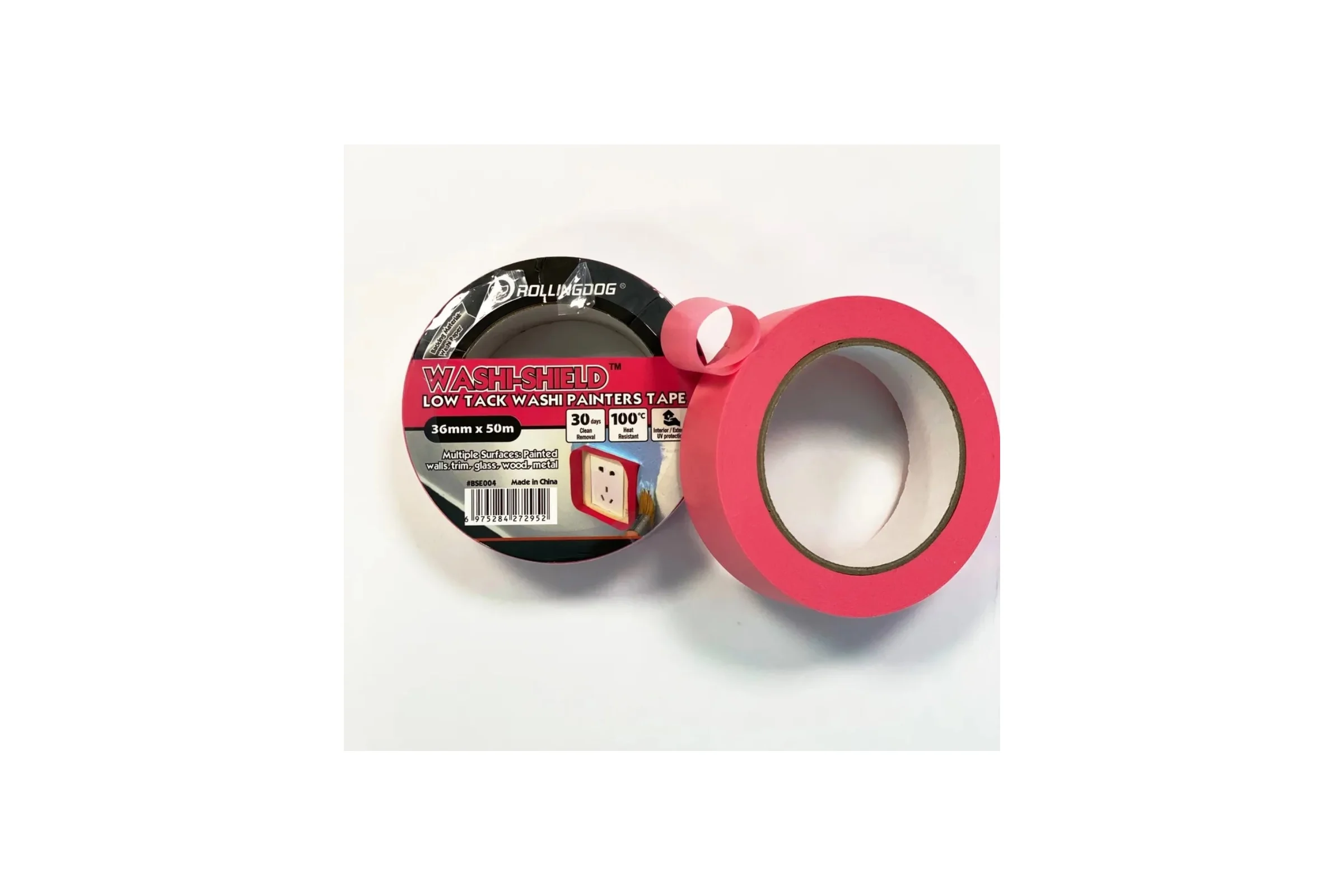 Малярная лента Rollingdog Low Tack Washi 36 мм, 50 м, для деликатных поверхностей BSE004