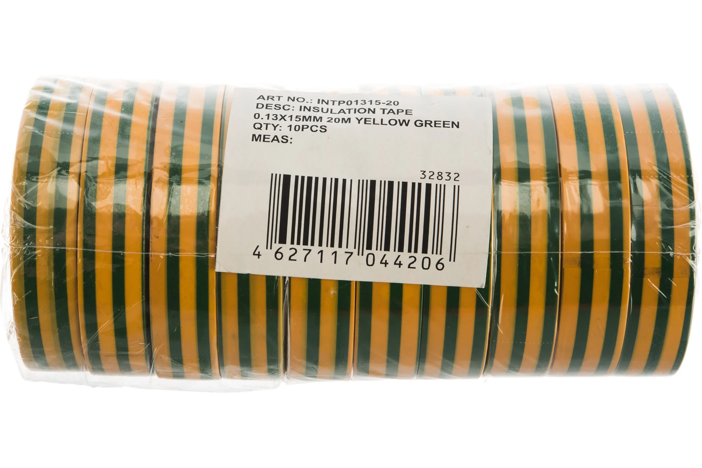 Изоляционная лента STEKKER 0,13x15 мм, 20 м, желто-зеленая, INTP01315-20 32832