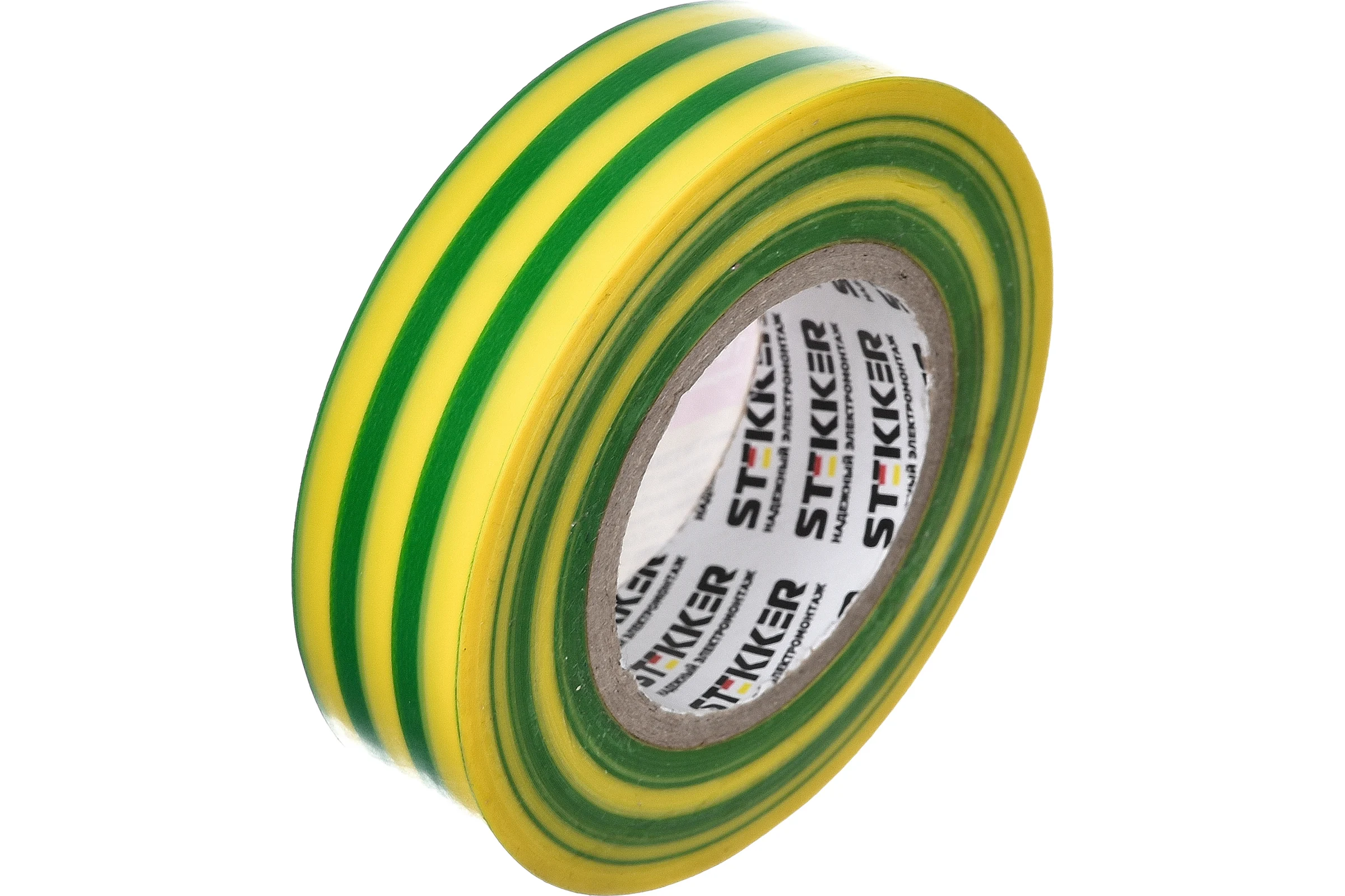 Изоляционная лента STEKKER 0,13x19 мм, 20 м, желто-зеленая, INTP01319-20 32842