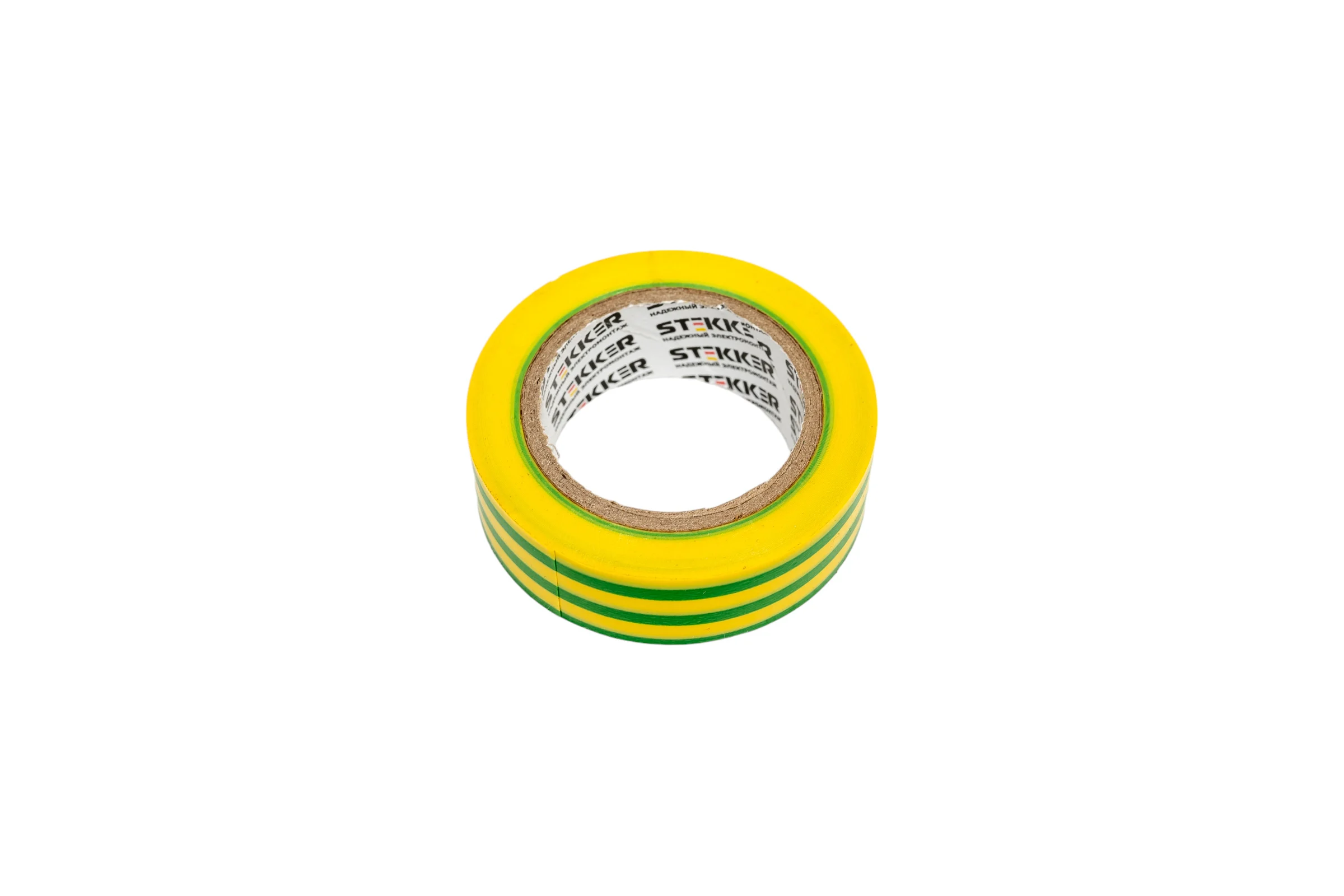 Изоляционная лента STEKKER 0,13x19 мм, 10 м, желто-зеленая, INTP01319-10 32837