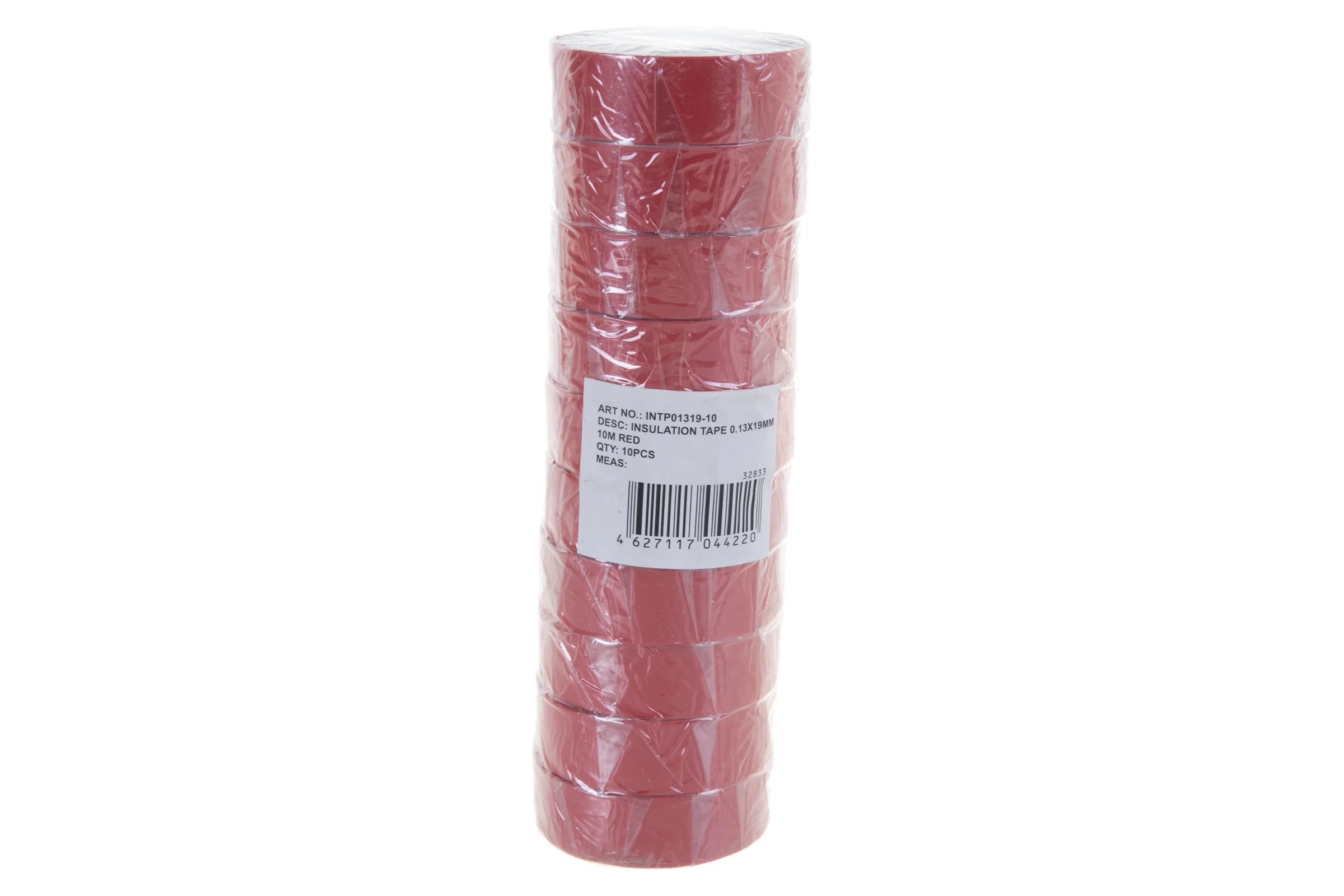 Изоляционная лента STEKKER 0,13x19 мм, 10 м, красная, INTP01319-10 32833