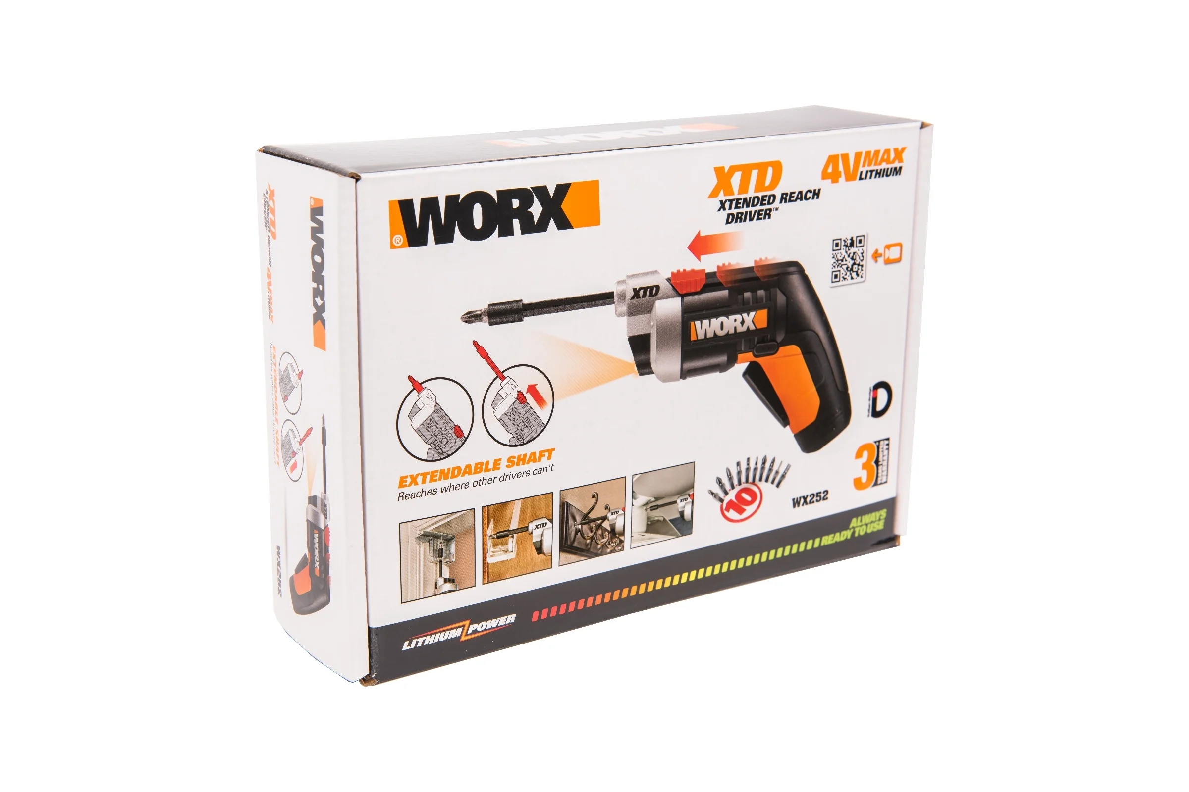 Аккумуляторная отвертка WORX + набор бит WX252