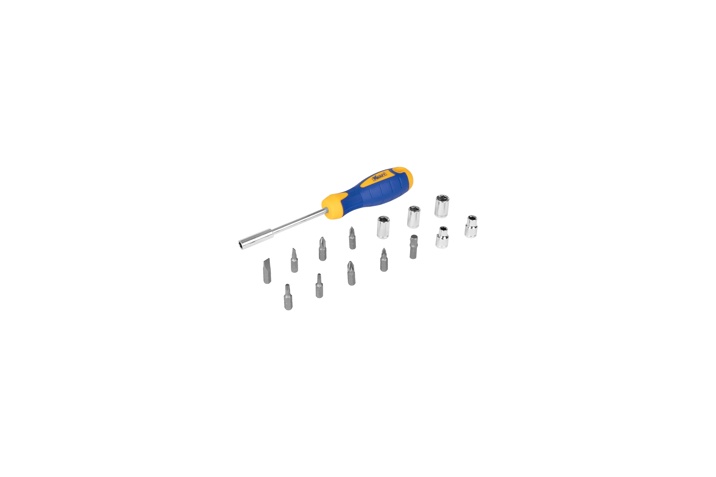Отвертка с битами и головками 15 предметов KRAFT KT 700403