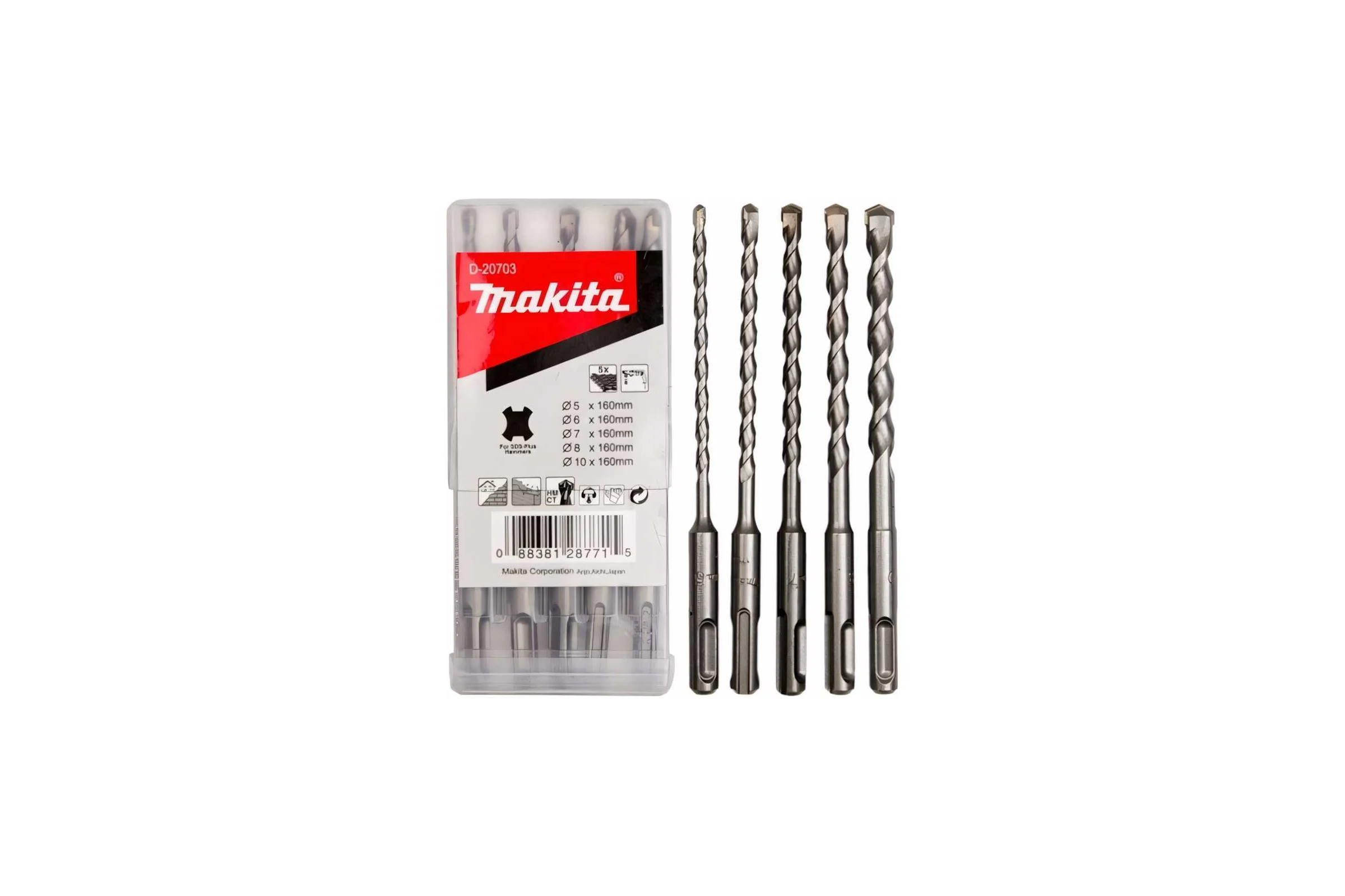Набор буров SDS-PLUS 5/6/7/8/10x160 мм 5 шт. Makita D-20703