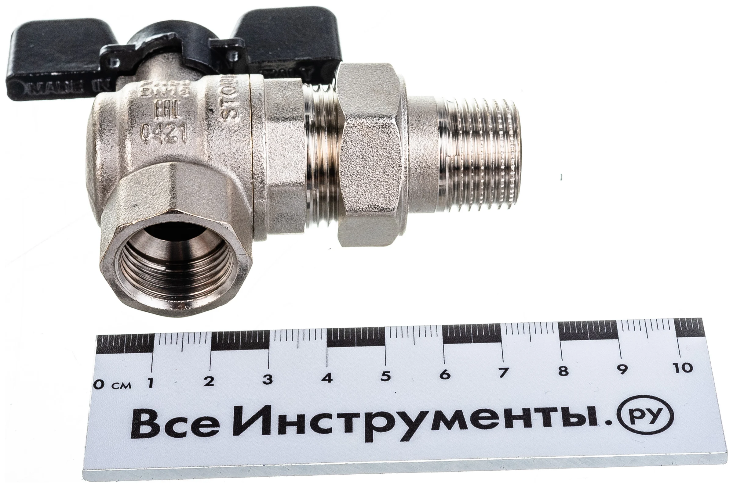 Кран шаровой полнопроходной угловой с американкой STOUT 1/2" ВР/НР ручка бабочка SVB-0008-200015 RG00938T5RM7A5