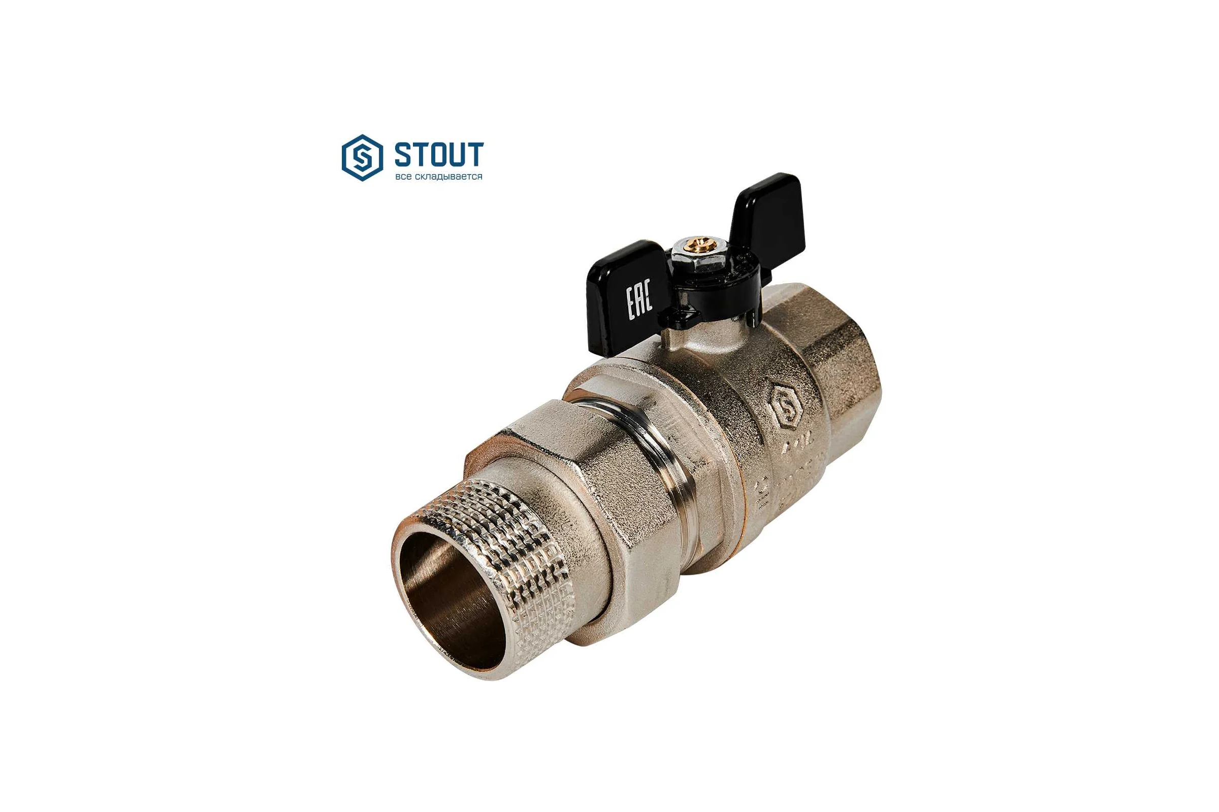 Шаровой полнопроходной кран с американкой STOUT 1 1/4" ВР/НР ручка бабочка SVB-0007-200032 RG00938T5RKQ1V