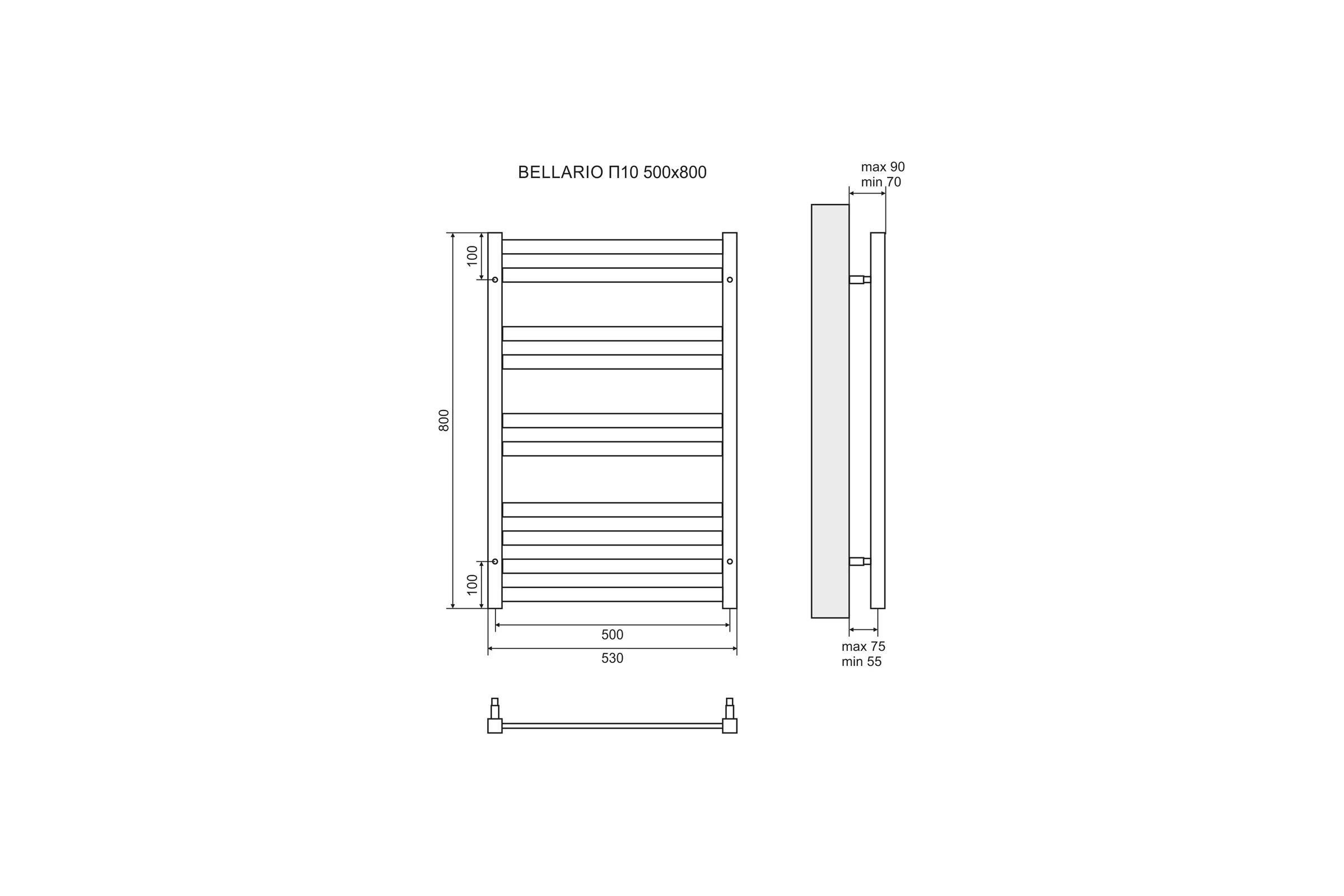 Водяной полотенцесушитель Lemark Bellario 500x800 LM68810