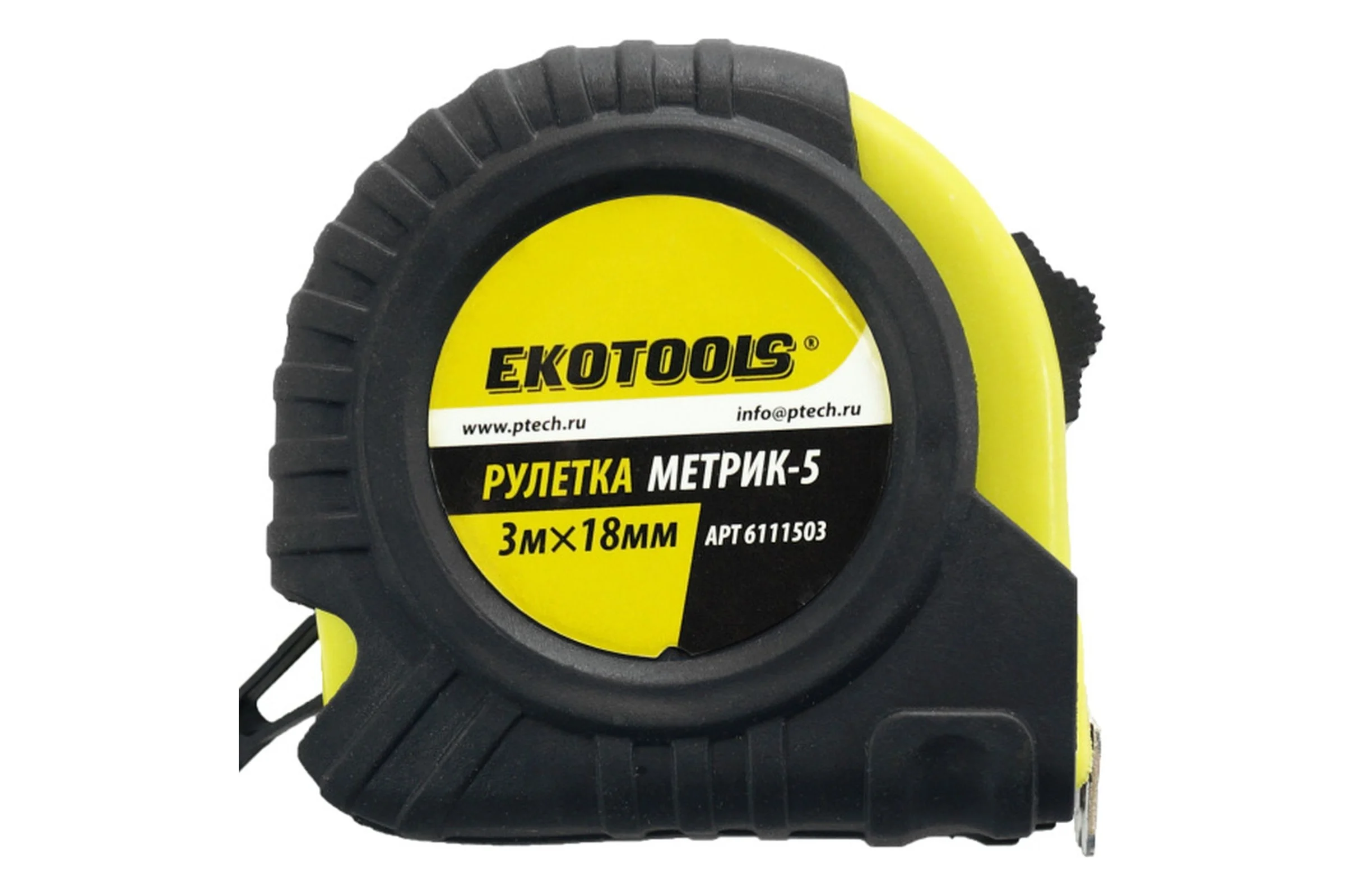 Рулетка EKOTOOLS Метрик-5 3 м, 18 мм, обрезиненный корпус 6111503