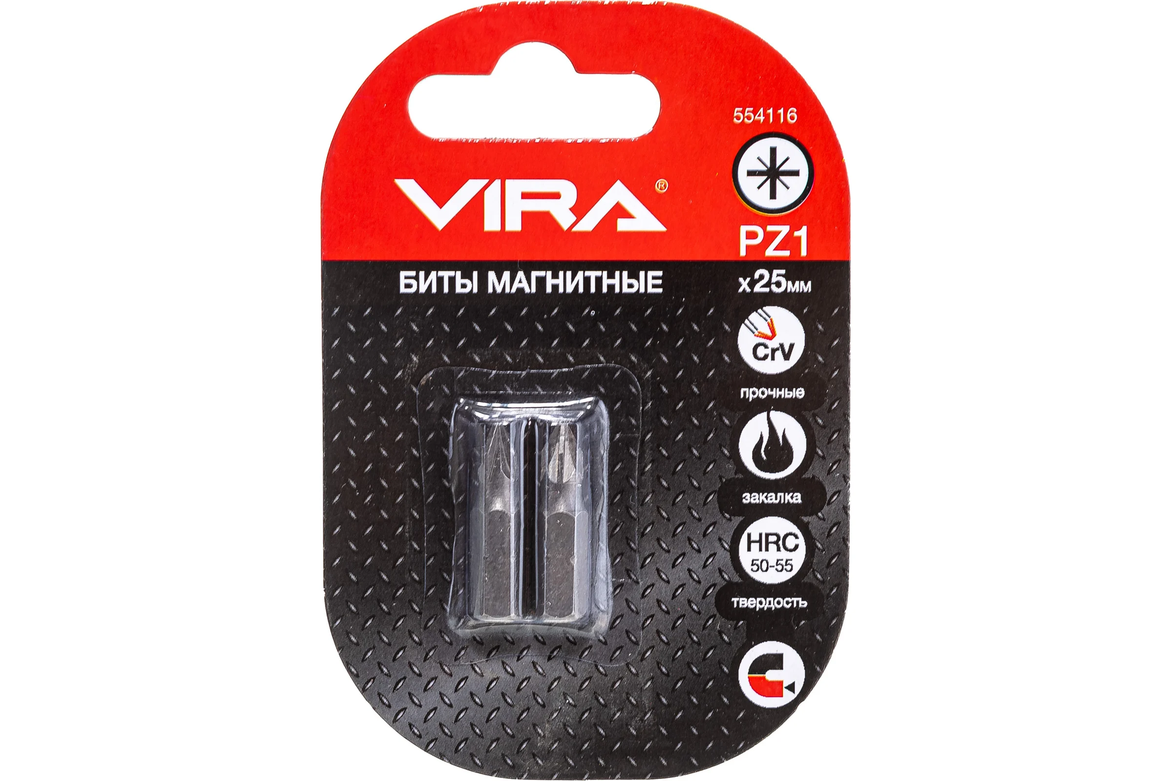 Биты (2 шт, PZ1, 25 мм, CRV) VIRA 554116