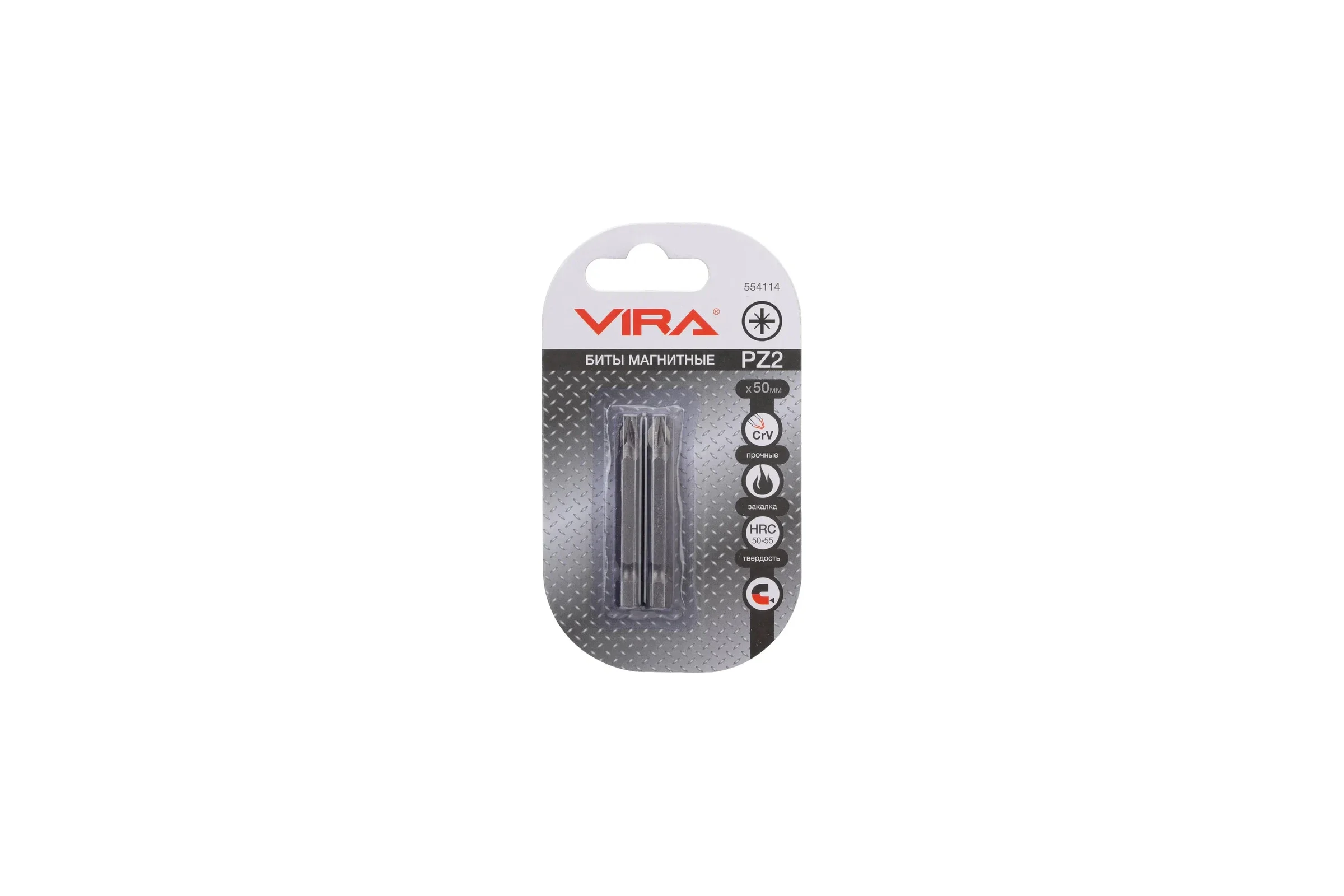 Биты (2 шт, PZ2, 50 мм, CRV) VIRA 554114