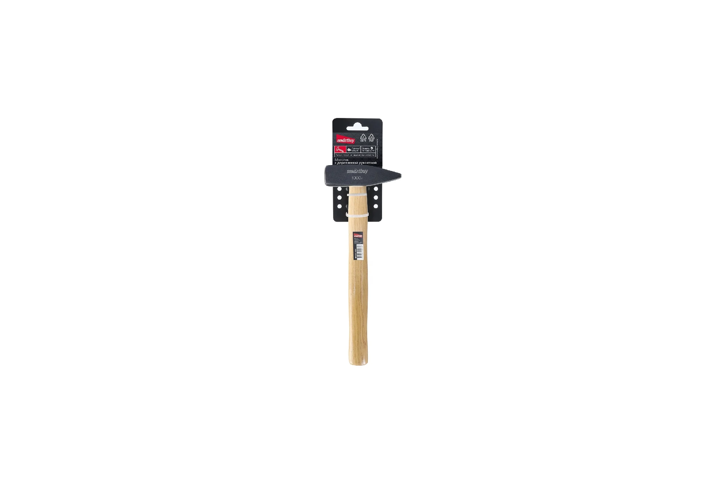 Слесарный молоток с деревянной клеенной рукояткой Smartbuy 1000 г, tools SBT-GHW-1000