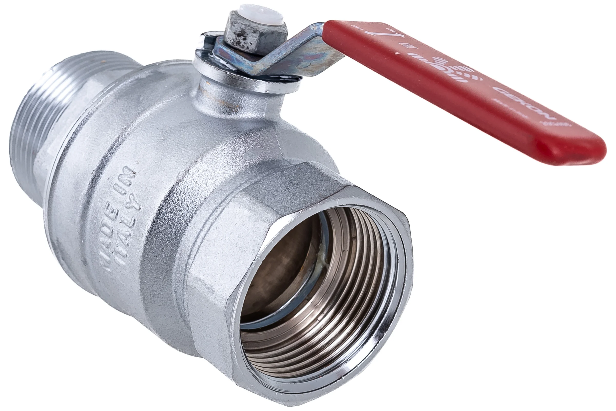 Шаровый кран Gekon хромированный с вн./нар. резьбой 1 1/4", ручка-рычаг GK 554L 114