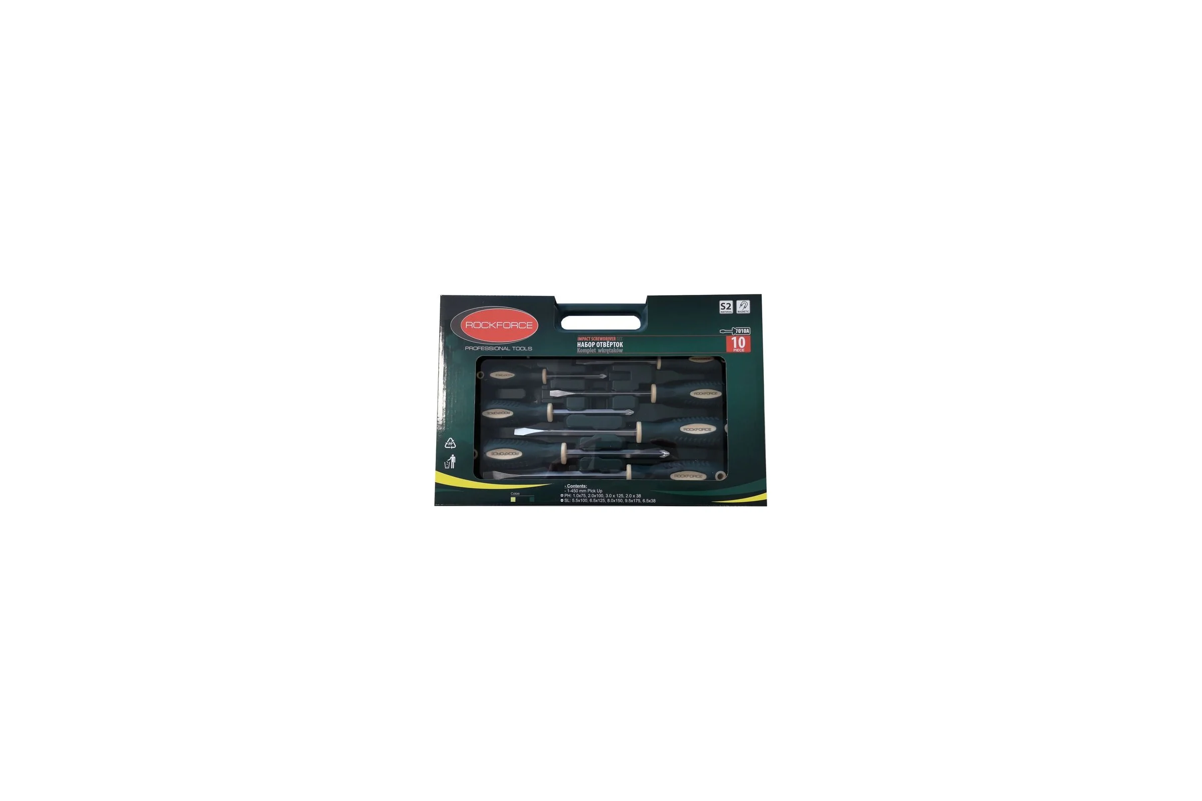 Набор магнитных отверток Rockforce Profi, 10 предметов RF-7010A(27193)