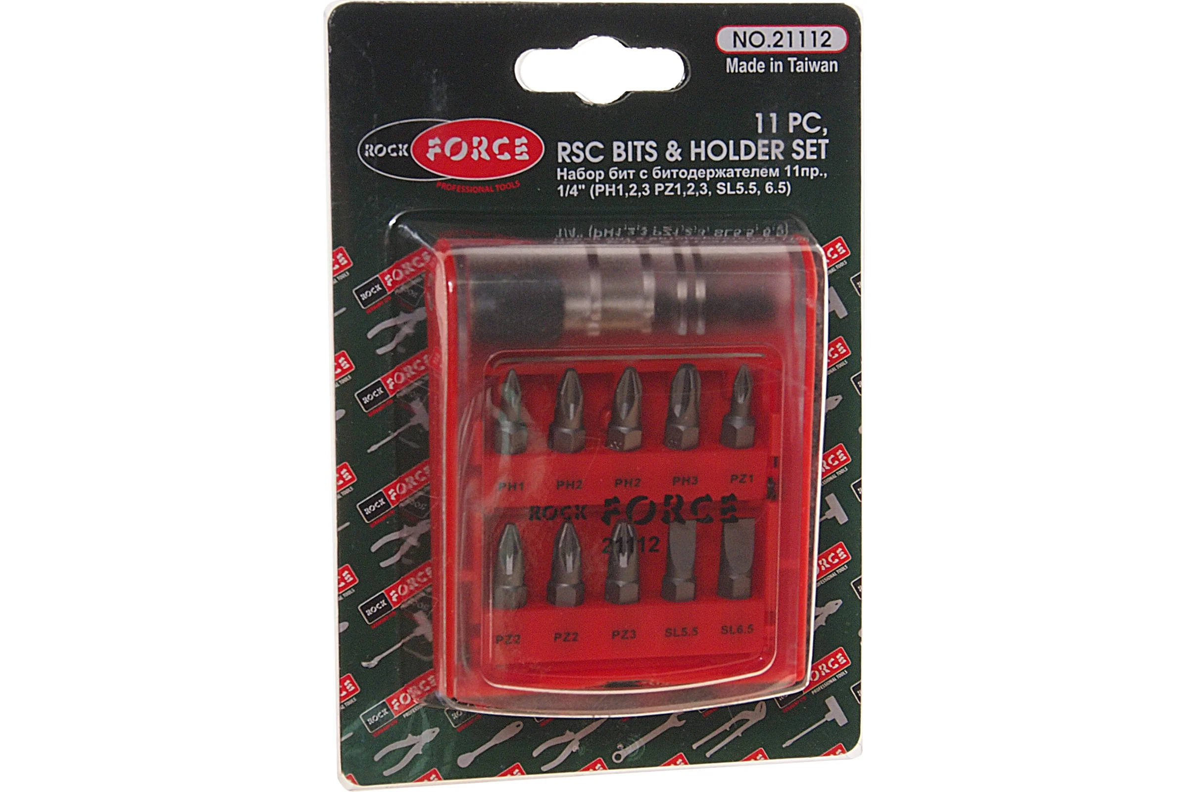 Набор вставок (11 пр; 1/4"DR; PH 1,2,3; PZ 1,2,3; SL 5.5, 6.5 мм) Rockforce RF-21112(1468)