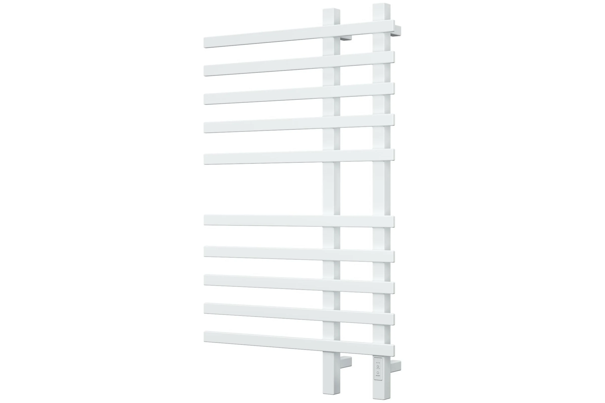 Дизайнерский электрический профильный полотенцесушитель Bauedge BAU Wind 60x100, 10 планок, белый полуматовый DB-0053