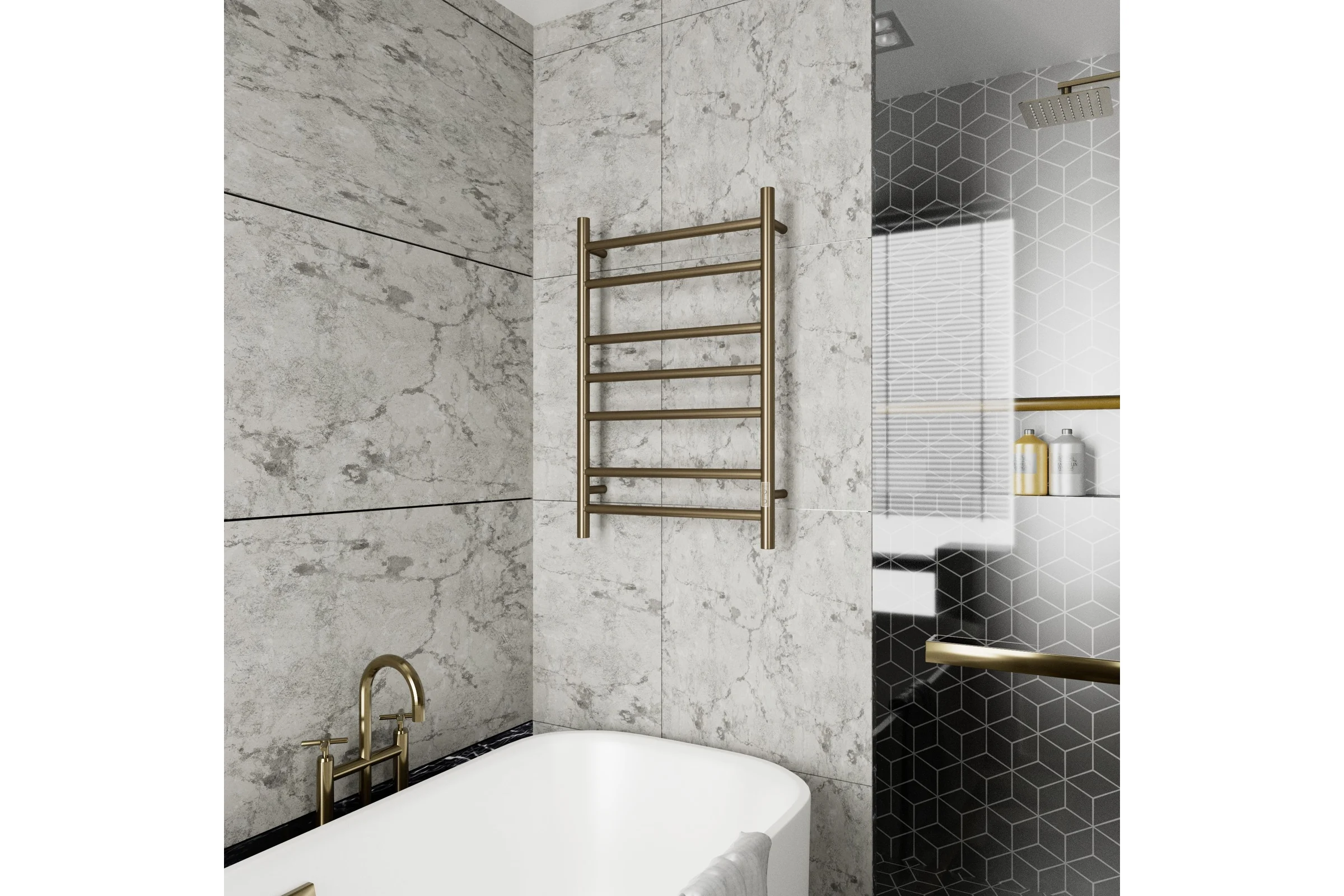 Электрический полотенцесушитель Bauedge BAU Stil 50x80, 7 планок, универсальный, антикварная бронза DB-0033