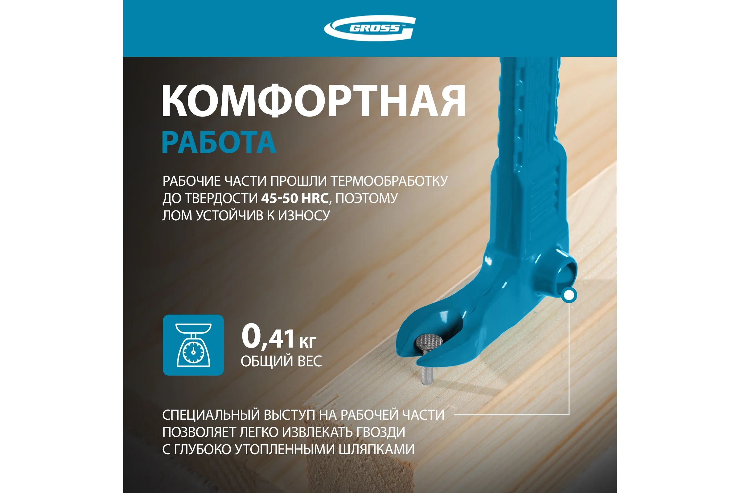 Лом-гвоздодёр мини GROSS 250x21x9мм 25251