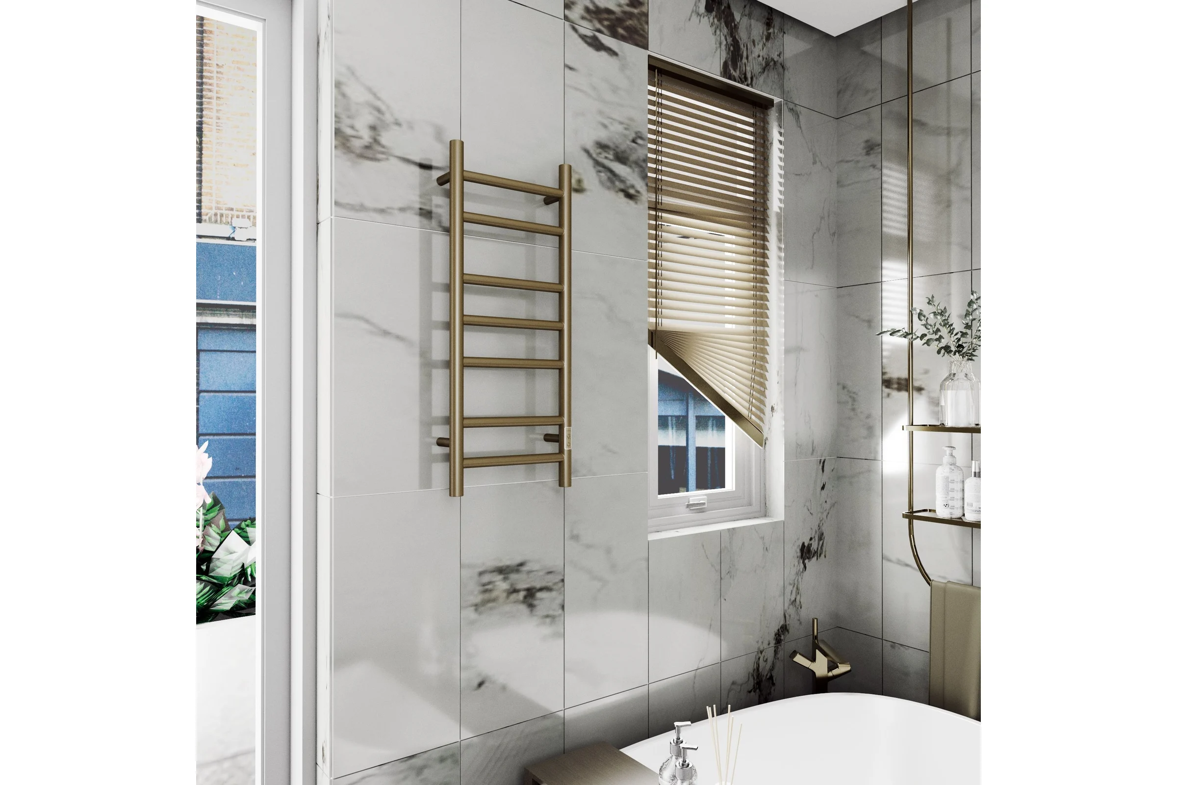 Электрический полотенцесушитель Bauedge BAU Stil 30x80, 7 планок, универсальный, антикварная бронза DB-0041