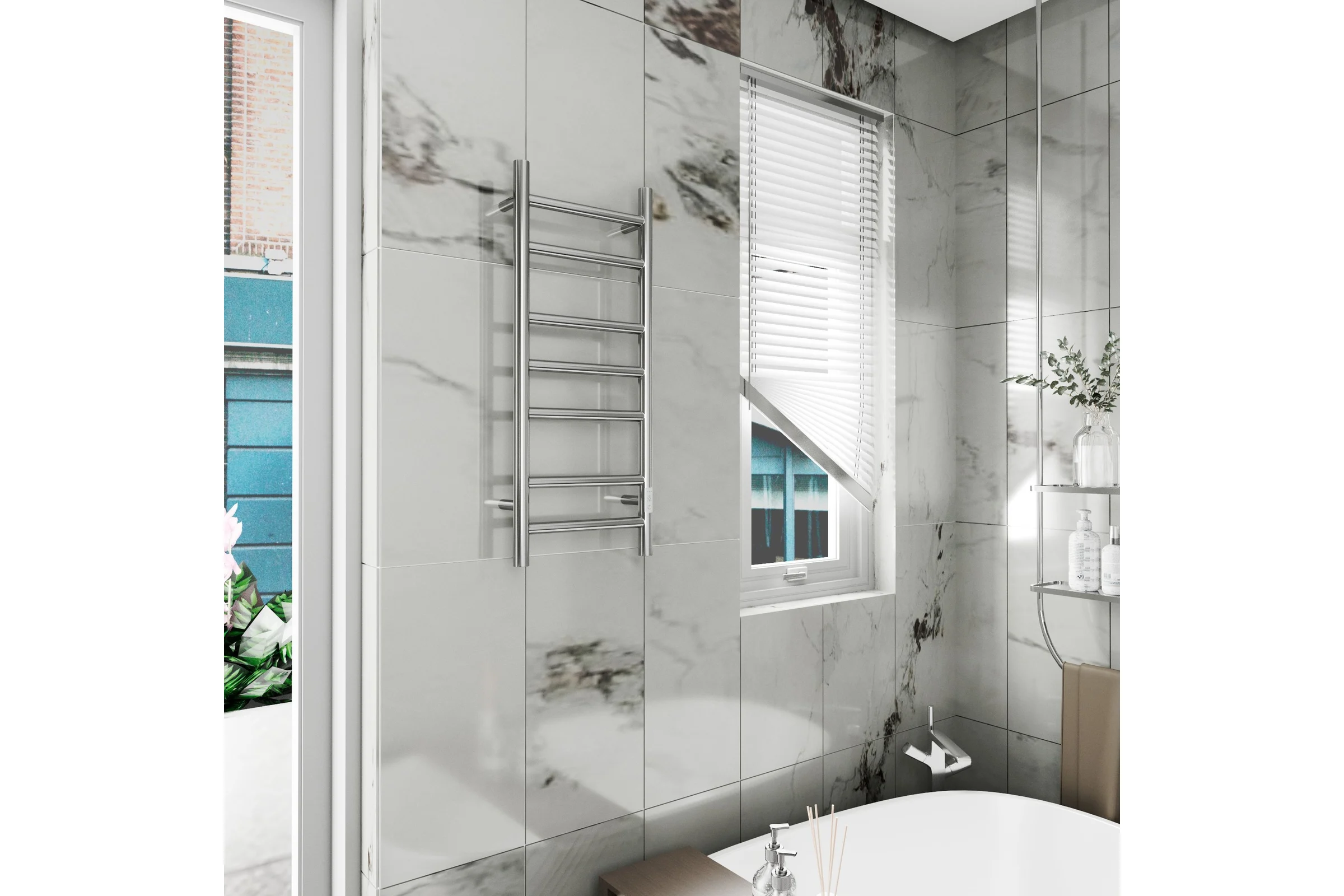 Электрический полотенцесушитель Bauedge BAU Stil 30x80, 7 планок, универсальный, нерж. сталь полированная DB-0040