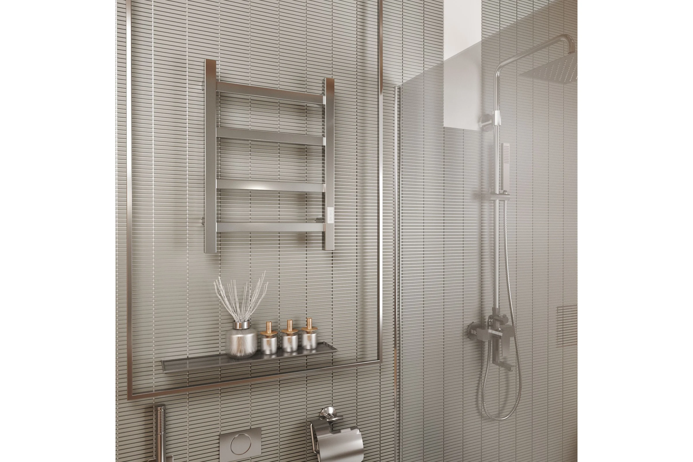 Электрический профильный полотенцесушитель Bauedge BAU Hotel 40x60, 4 планки, универсальный, нерж. сталь полированная DB-0017