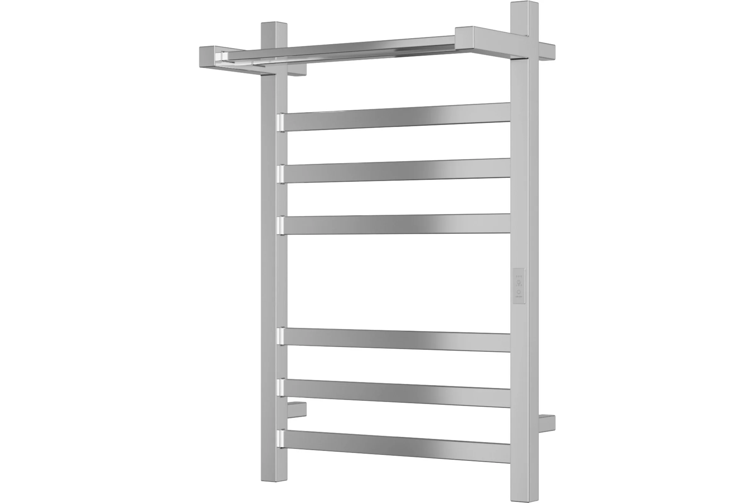 Электрический профильный полотенцесушитель с полкой Bauedge BAU Hotel Shelf 50x80, 6 планок, универсальный, нерж. сталь полированная DB-0005