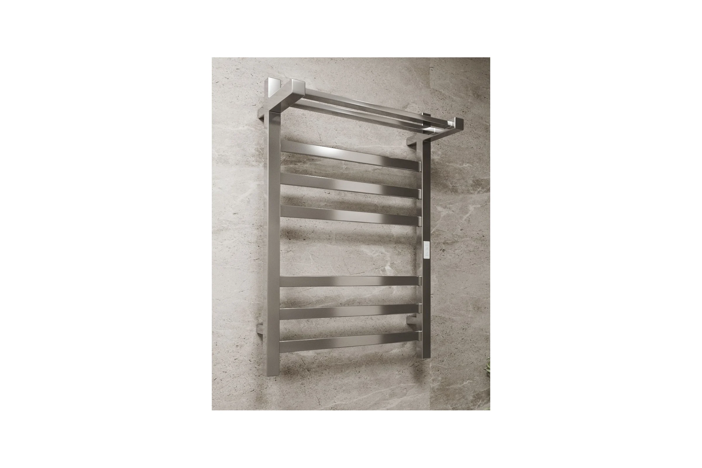 Электрический профильный полотенцесушитель с полкой Bauedge BAU Hotel Shelf 50x80, 6 планок, универсальный, нерж. сталь полированная DB-0005