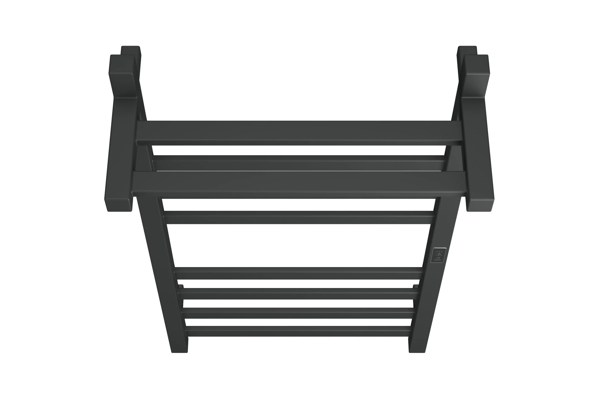 Электрический профильный полотенцесушитель с полкой Bauedge BAU Hotel Shelf 50x100, 8 планок, универсальный, черный матовый RAL 9005 DB-0003