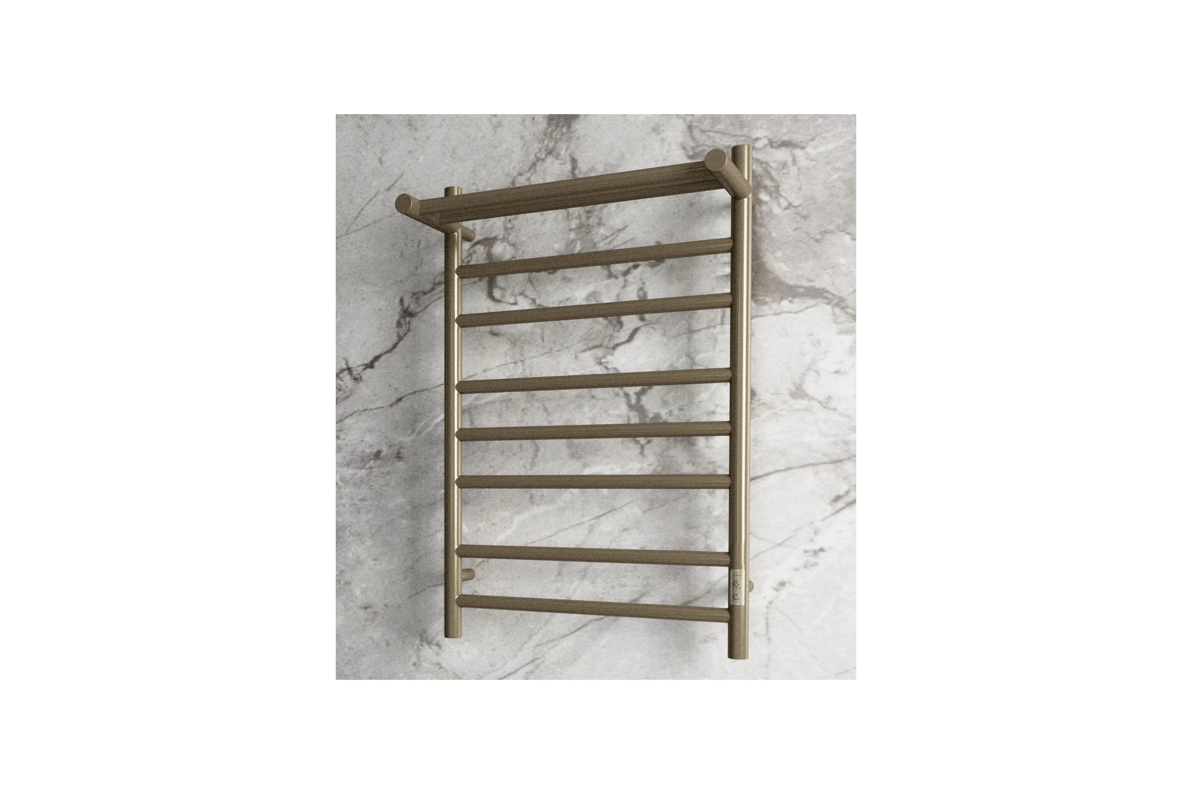 Электрический полотенцесушитель с полкой Bauedge BAU Stil Shelf 50x80, 7 планок, универсальный, антикварная бронза DB-0025