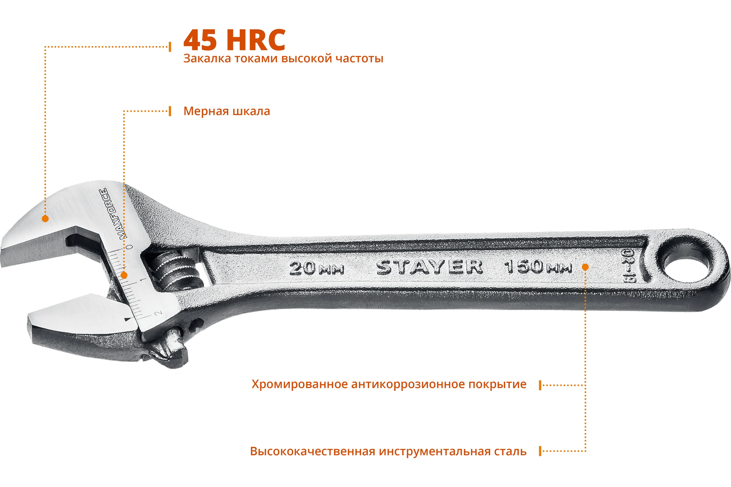 Разводной ключ Stayer MAX-Force, 150 / 20 мм, 2725-15_z01