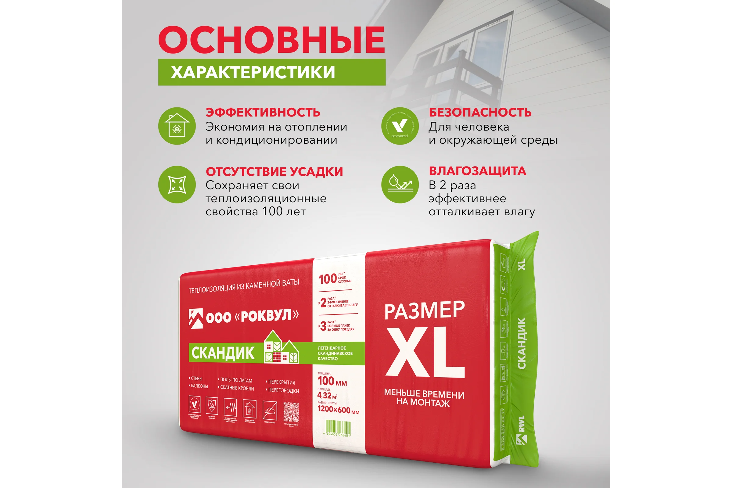 Теплоизоляционная плита RWL ЛАЙТ БАТТС СКАНДИК XL 100 мм 171956