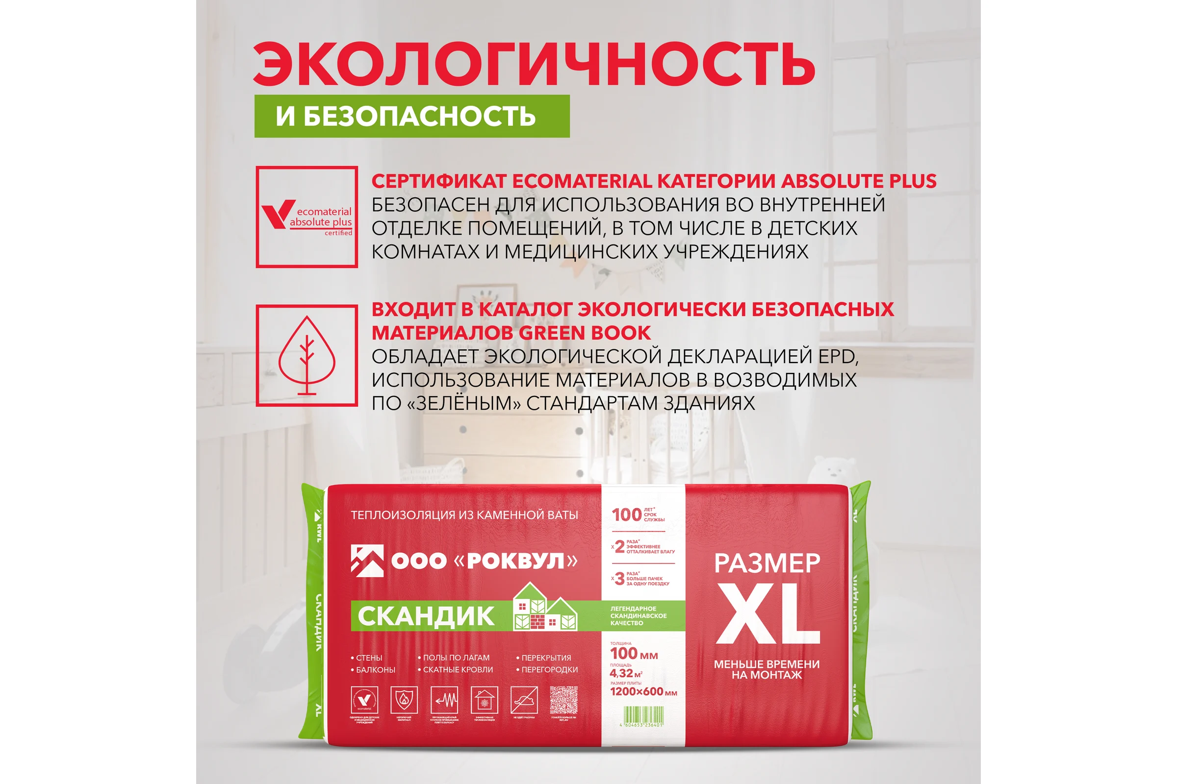 Теплоизоляционная плита RWL ЛАЙТ БАТТС СКАНДИК XL 100 мм 171956