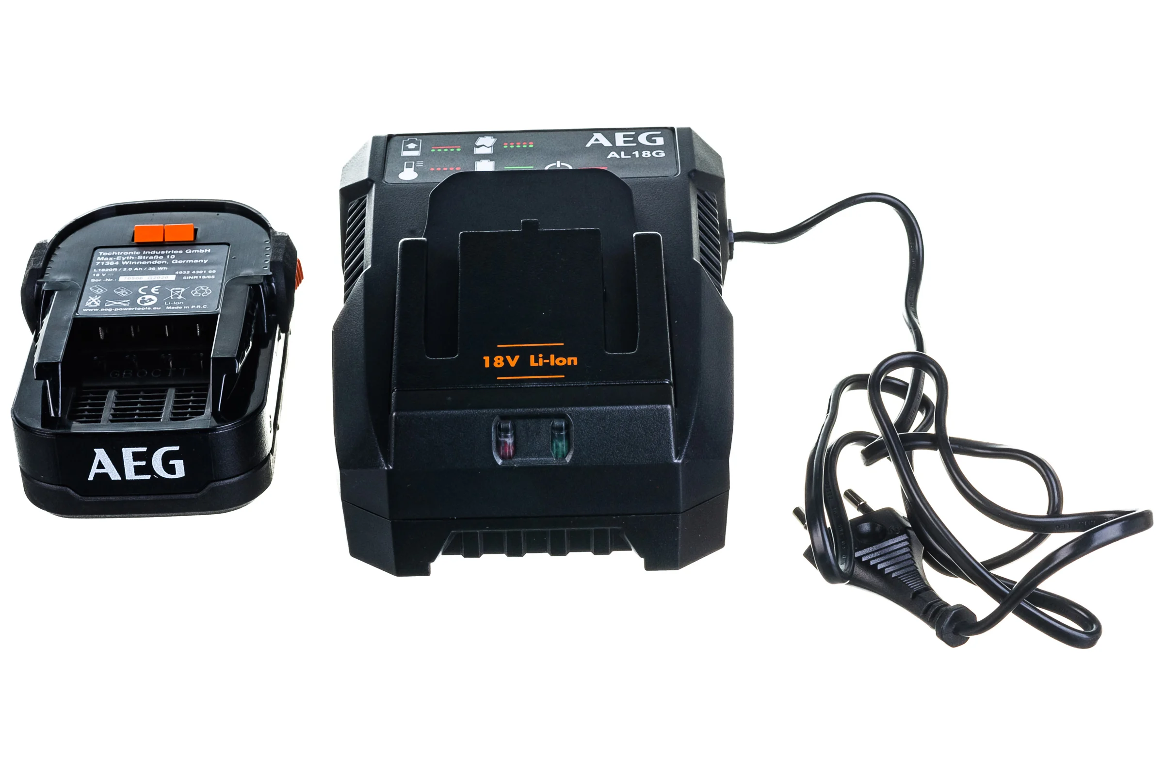 Аккумулятор (18 В; 2.0 А*ч; Li-Ion) + зарядное устройство SETL1820AL AEG 4935478072