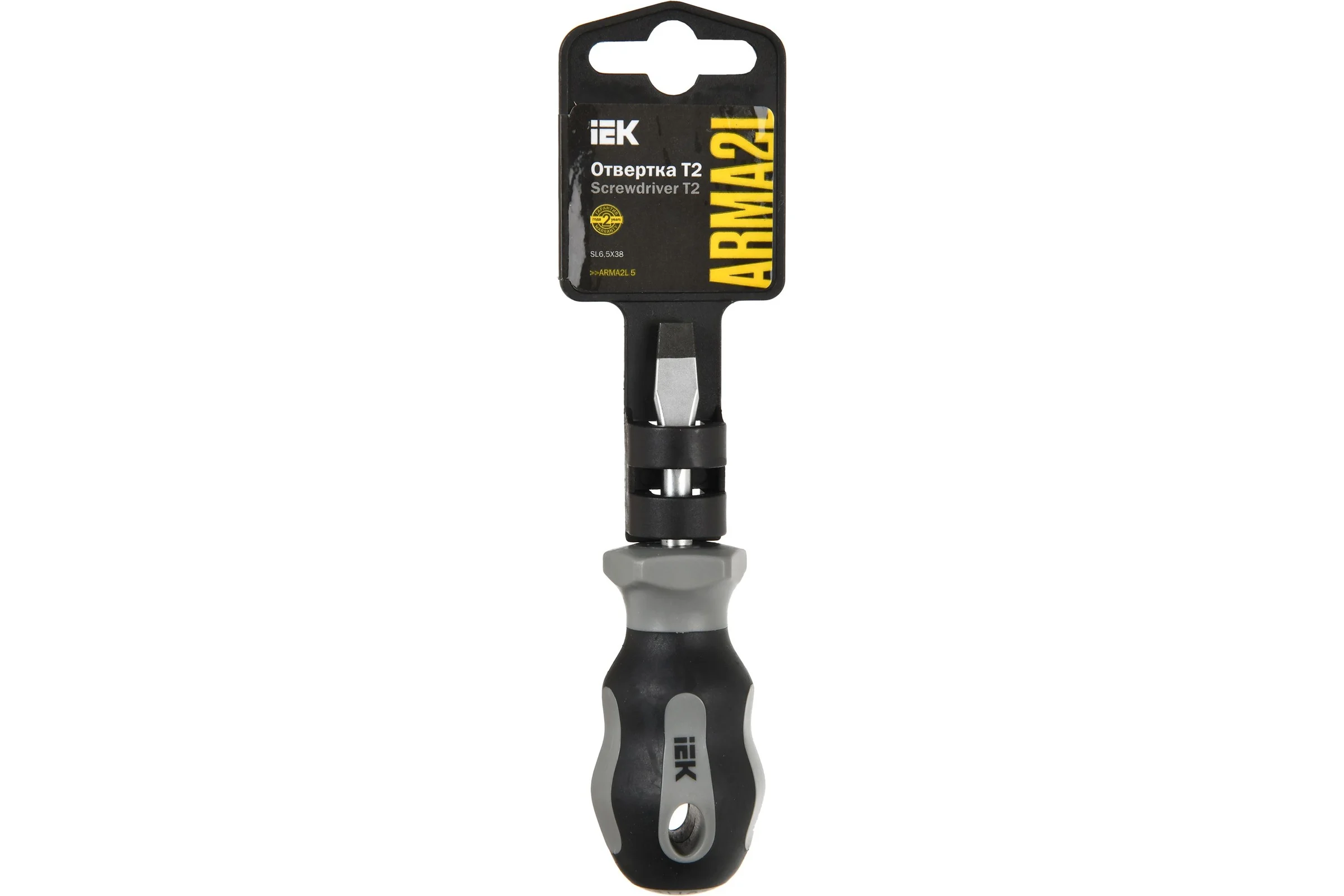 Отвертка IEK Arma2l 5 sl6,5x38 т2 A2L5-SC10-T2-SL-65-038