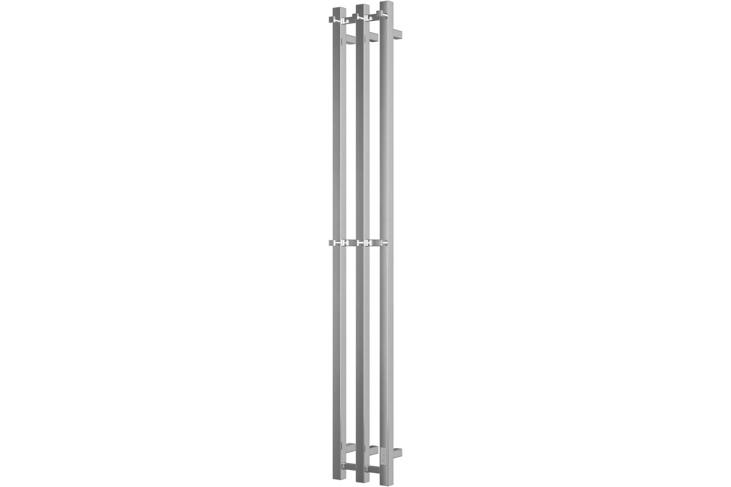 Дизайнерский электрический полотенцесушитель Bauedge BAU Stella Square профильный, 25x160, 3 коллектора, 2 крючка, нерж. сталь полированная DB-0076
