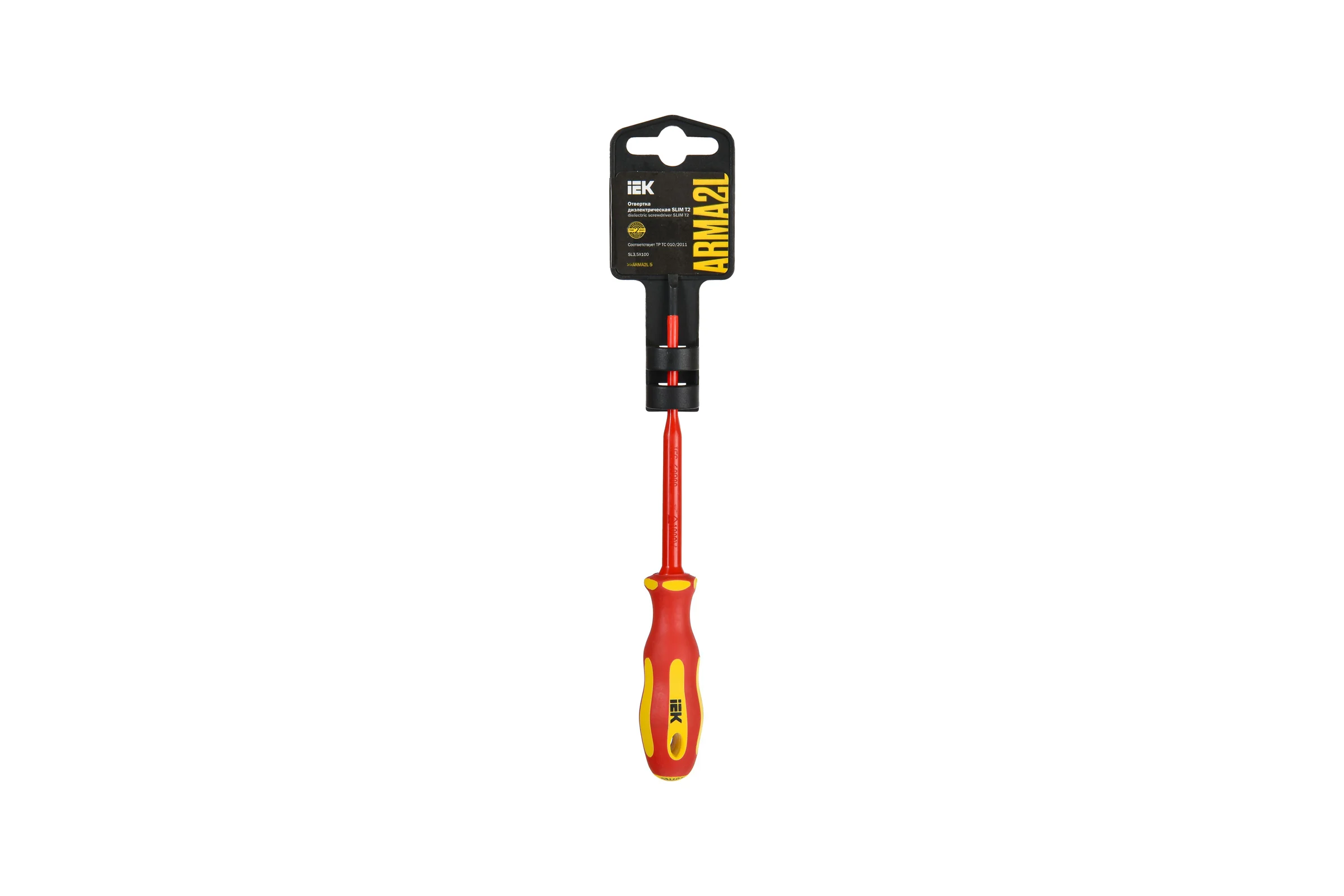 Отвертка IEK Arma2l 5 диэлектрическая slim sl3,5x100 т2 A2L5-SC31-T2-SL-35-100