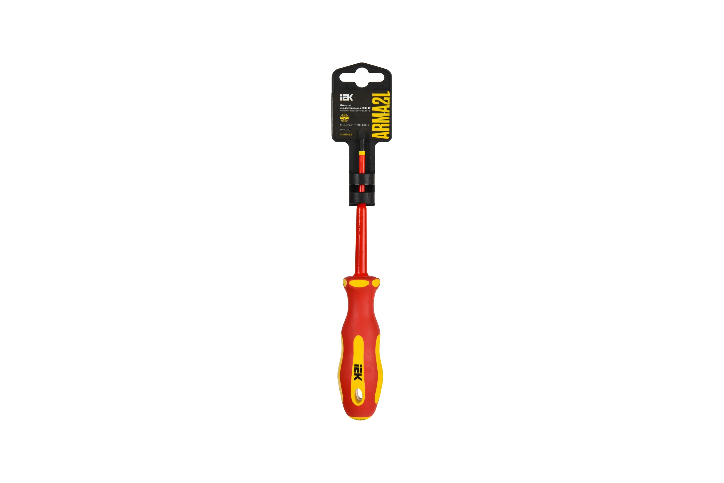Отвертка IEK Arma2l 5 диэлектрическая slim sl4,0x100 т2 A2L5-SC31-T2-SL-40-100
