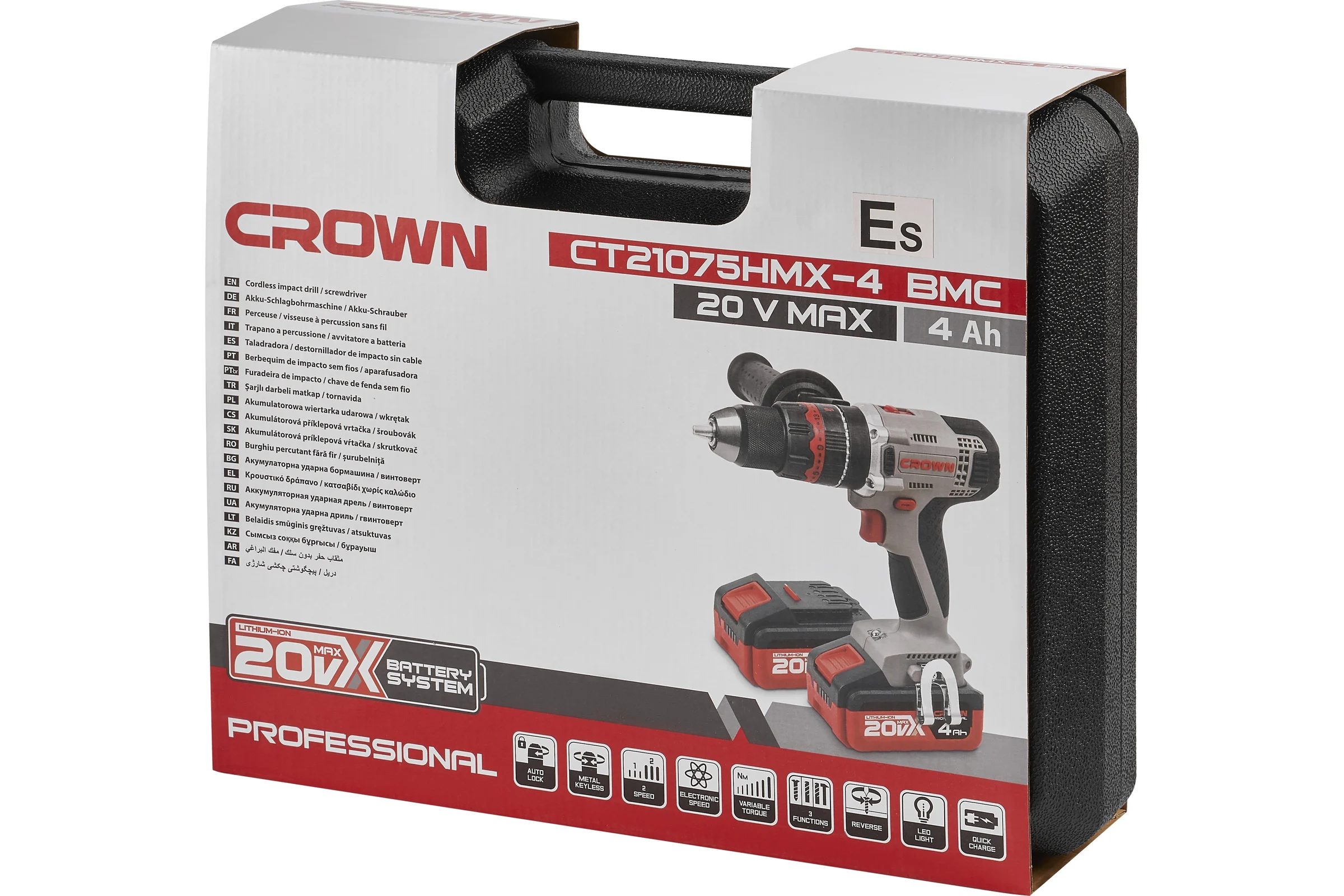 Аккумуляторная ударная дрель-шуруповерт Crown CT21075HMX-4 BMC